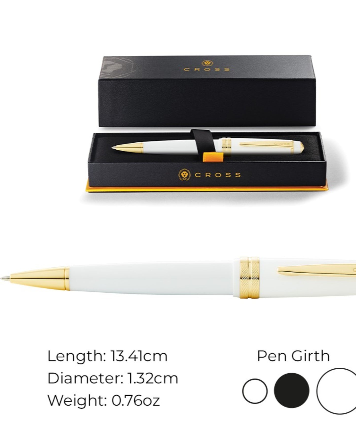 Cross Bailey Light™ Polished White Resin And Gold Tone Fine-Tip Ballpoint Pen