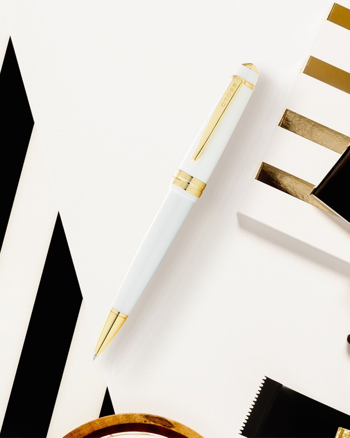 Cross Bailey Light™ Polished White Resin And Gold Tone Fine-Tip Ballpoint Pen