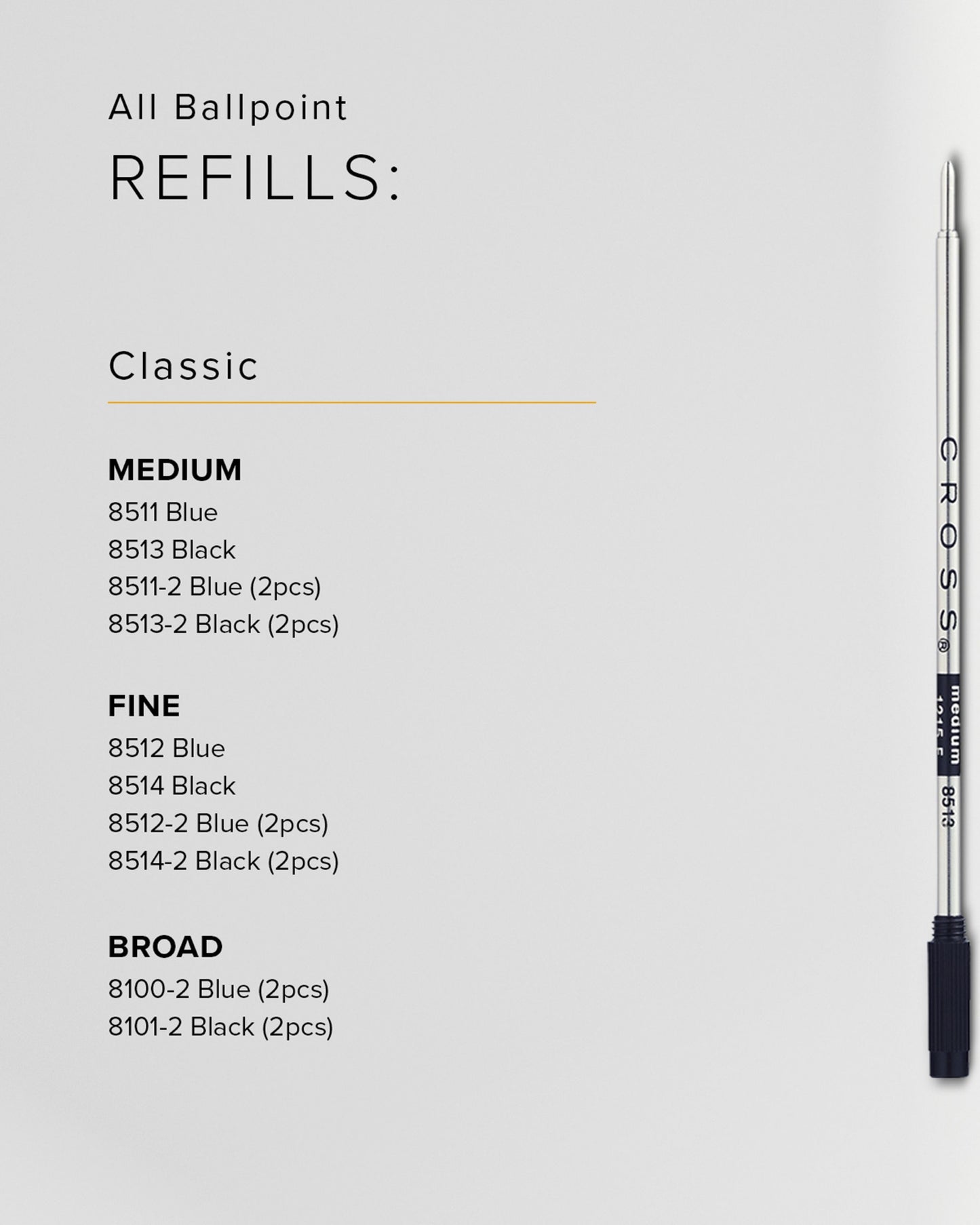 Cross Refill Black Medium Dual Pack  Ballpoint Pen