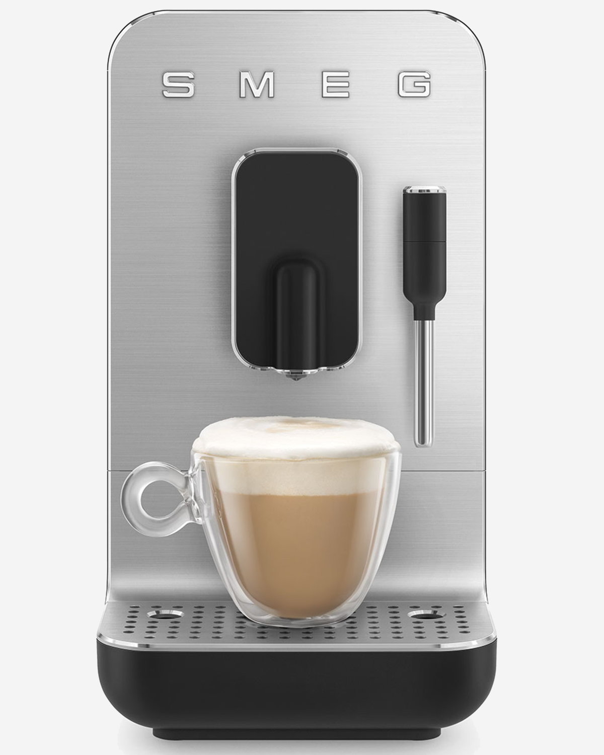 SMEG Bean to Cup Coffee Machine with Milk Frother & Double Drip Tray - BCC12BLMUK