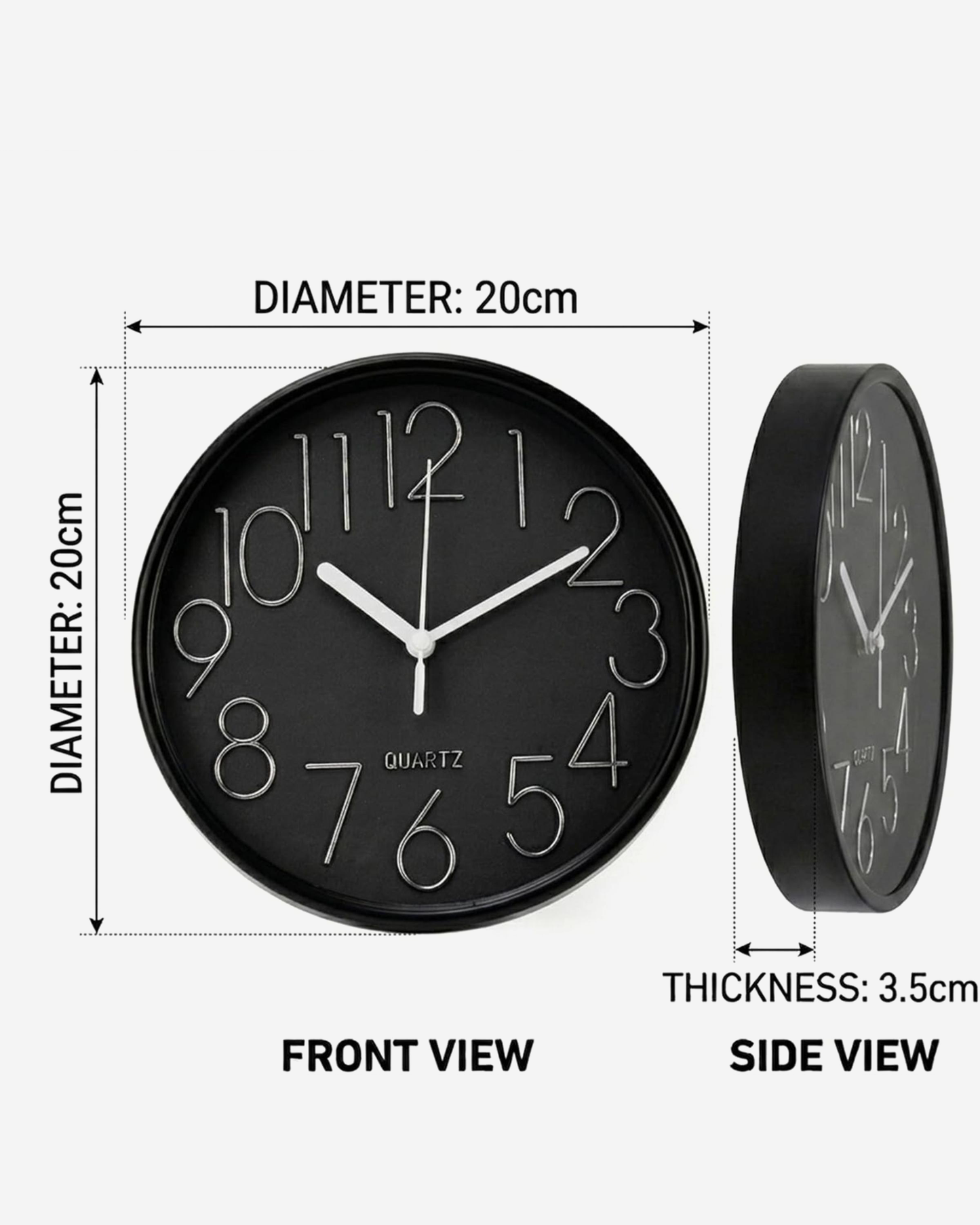 Cuisine Art Round Wall Clock 20 cm Black