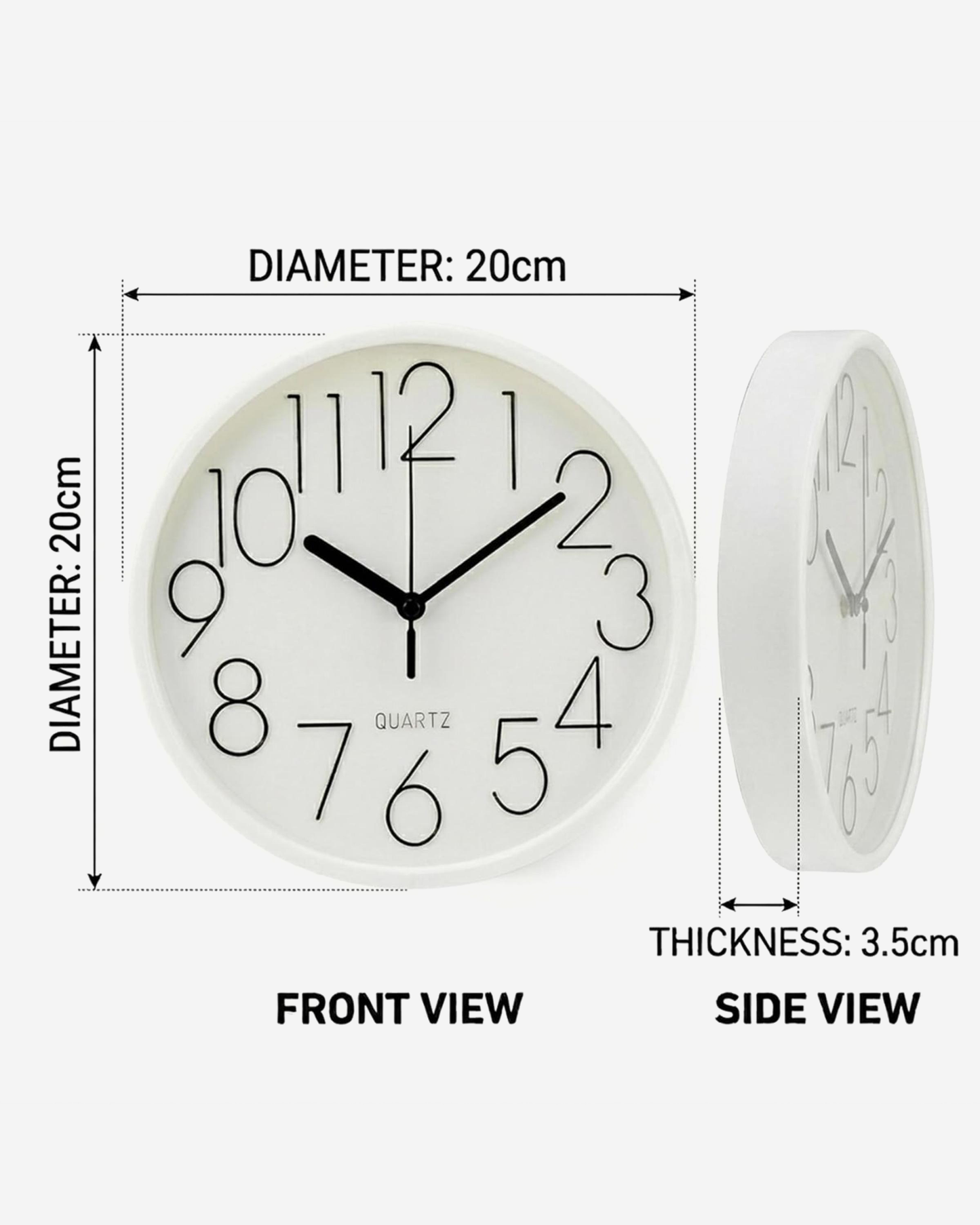 Cuisine Art Round Wall Clock 20 cm White