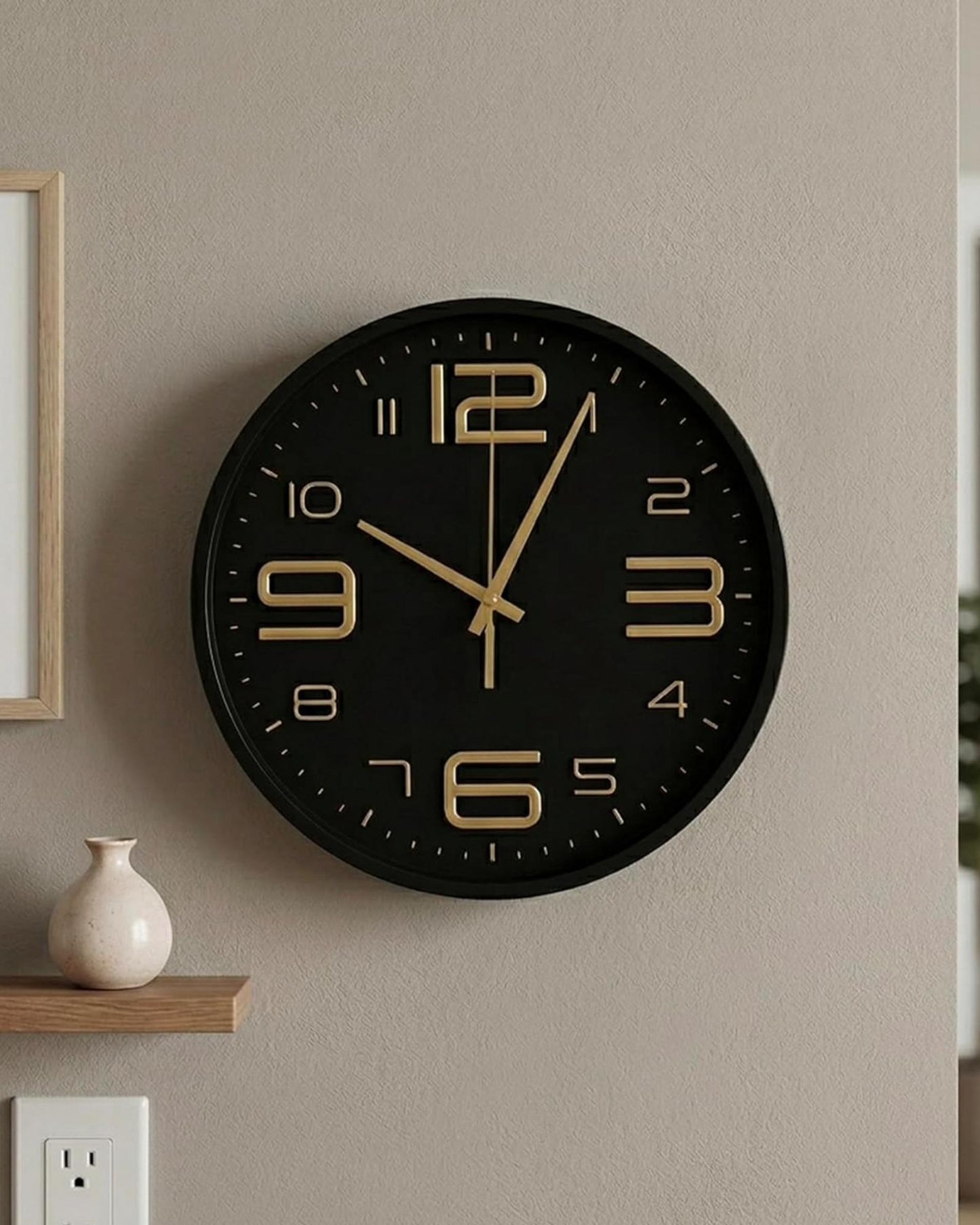 Cuisine Art Round Wall Clock 25 cm Black