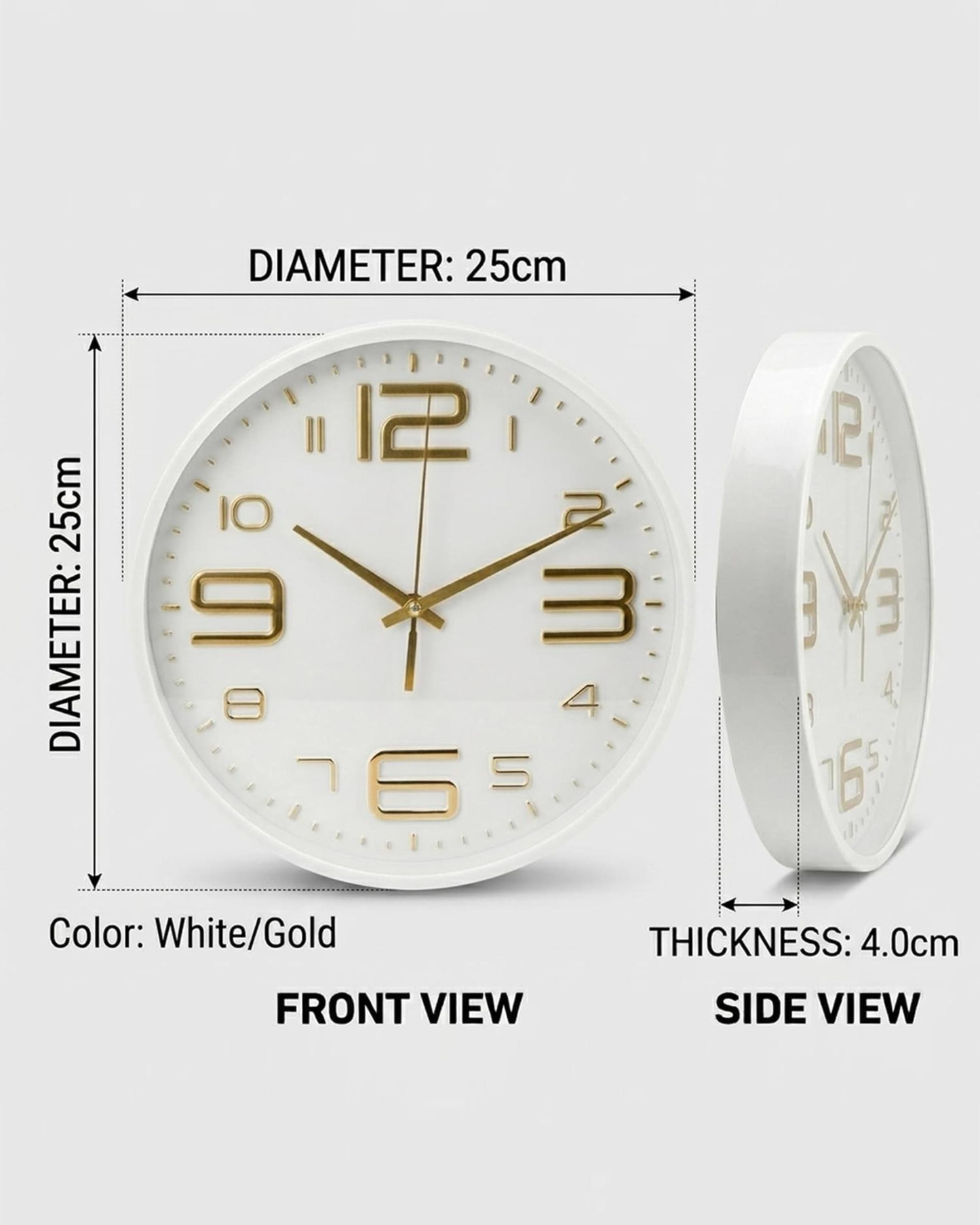 Cuisine Art Round Wall Clock 25 cm White