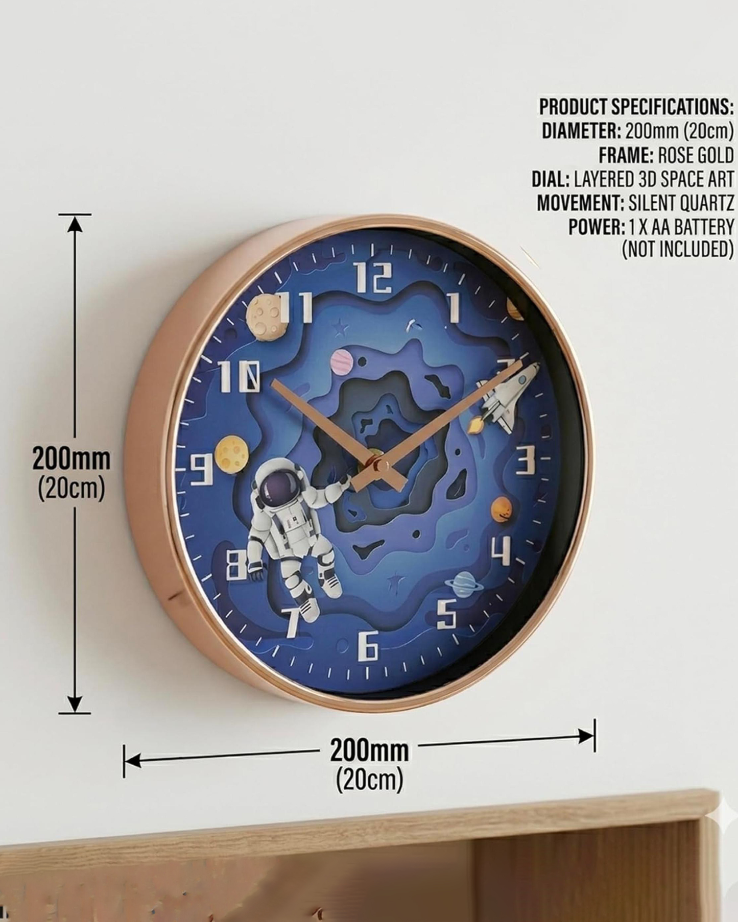 Cuisine Art Astronaut Clock 20 cm Round