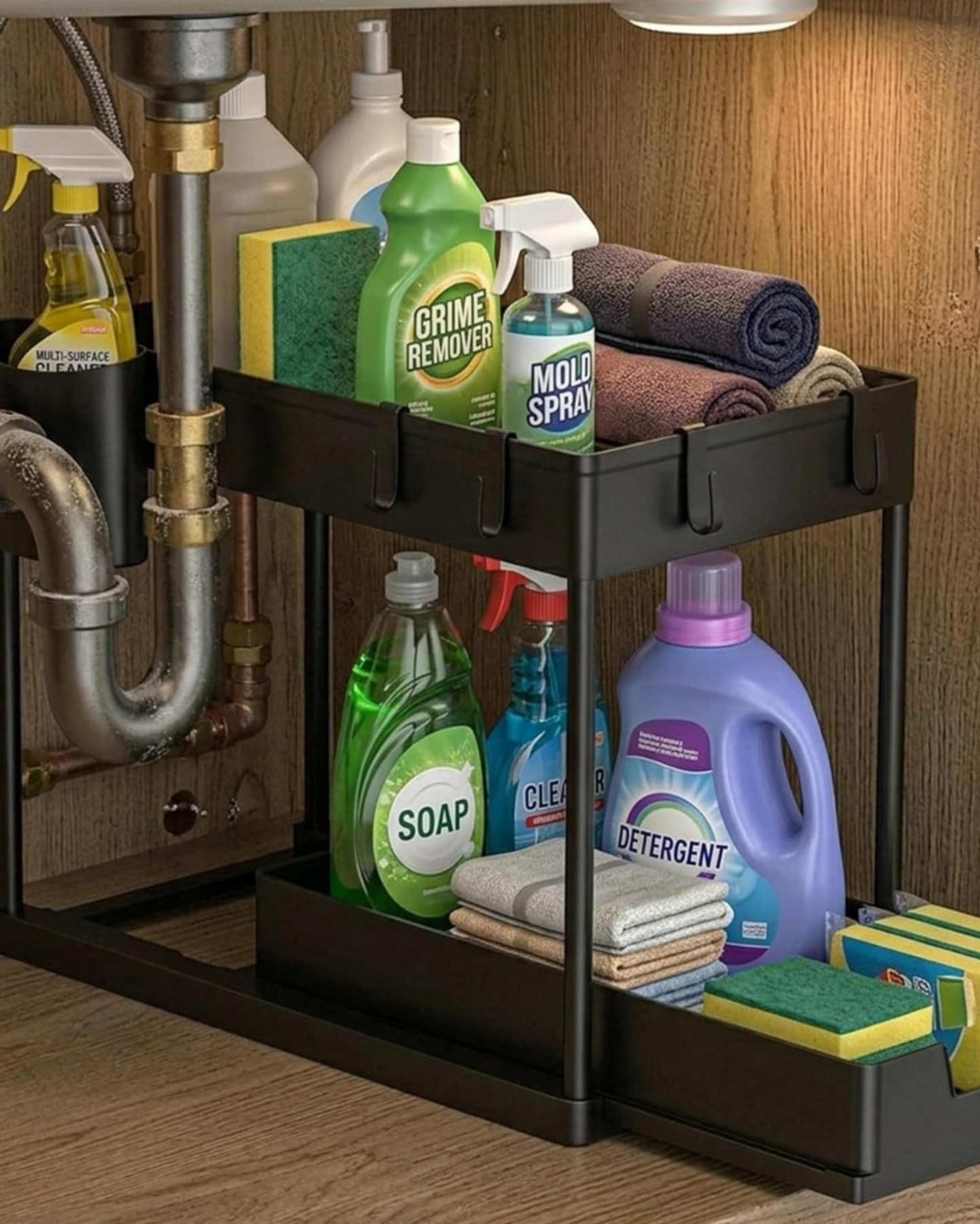 Cuisine Art Under Sink Organizer Double Pull-Out Drawer