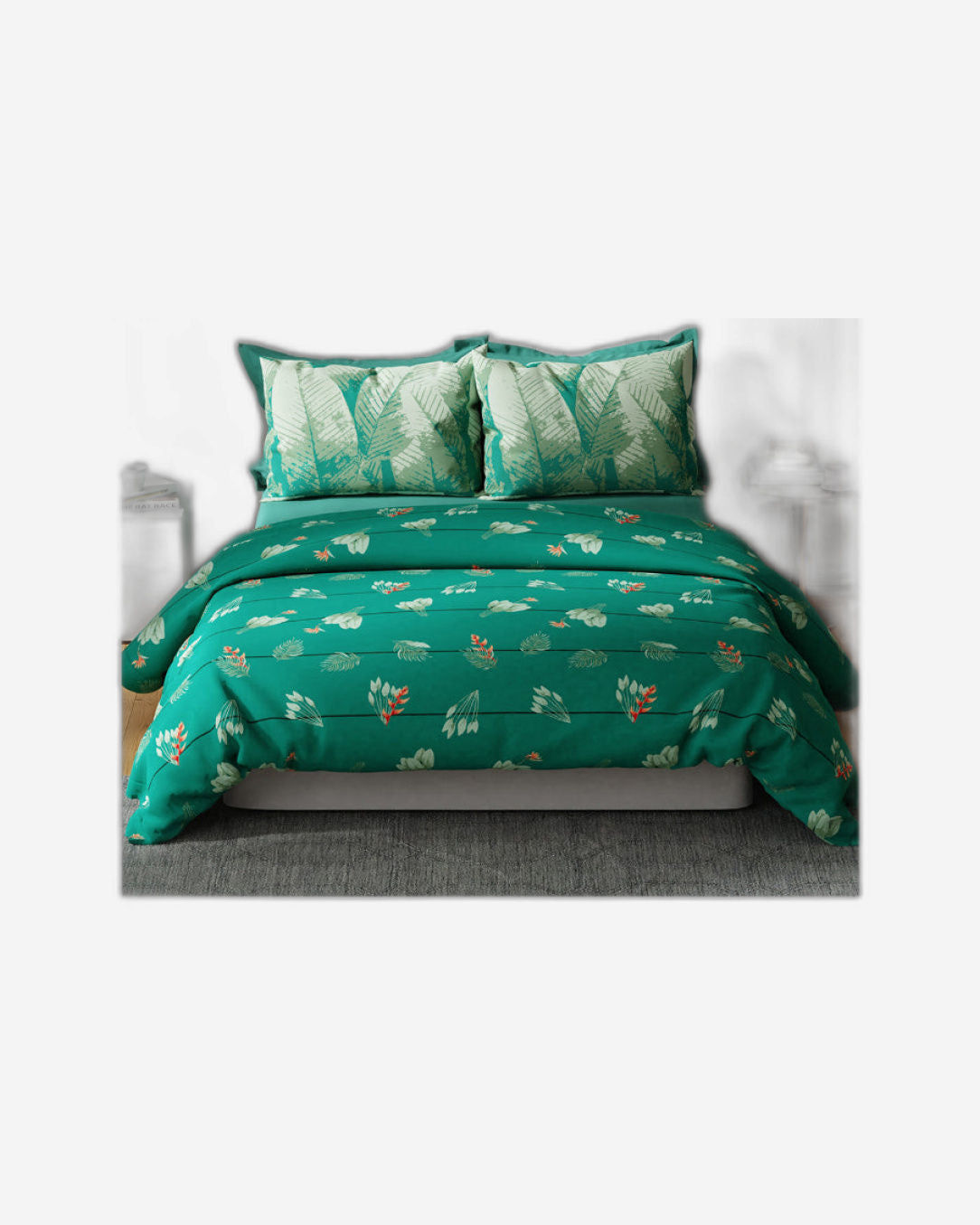 United Colors of Benetton Safari 210 TC King Bedsheet with 2 Pillow covers Forest Green