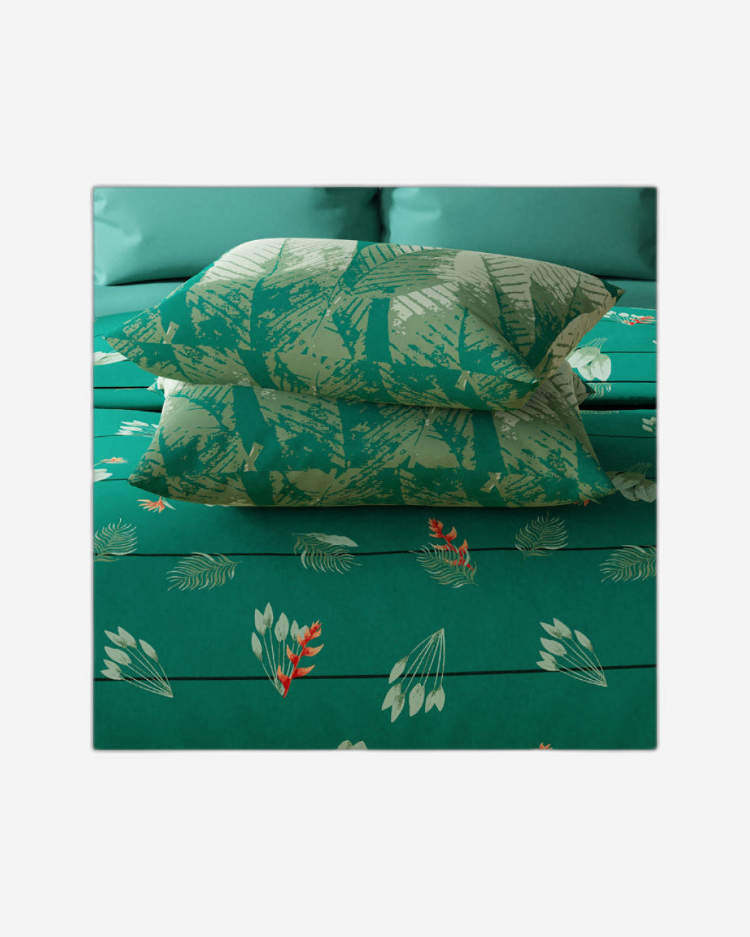 United Colors of Benetton Safari 210 TC King Bedsheet with 2 Pillow covers Forest Green