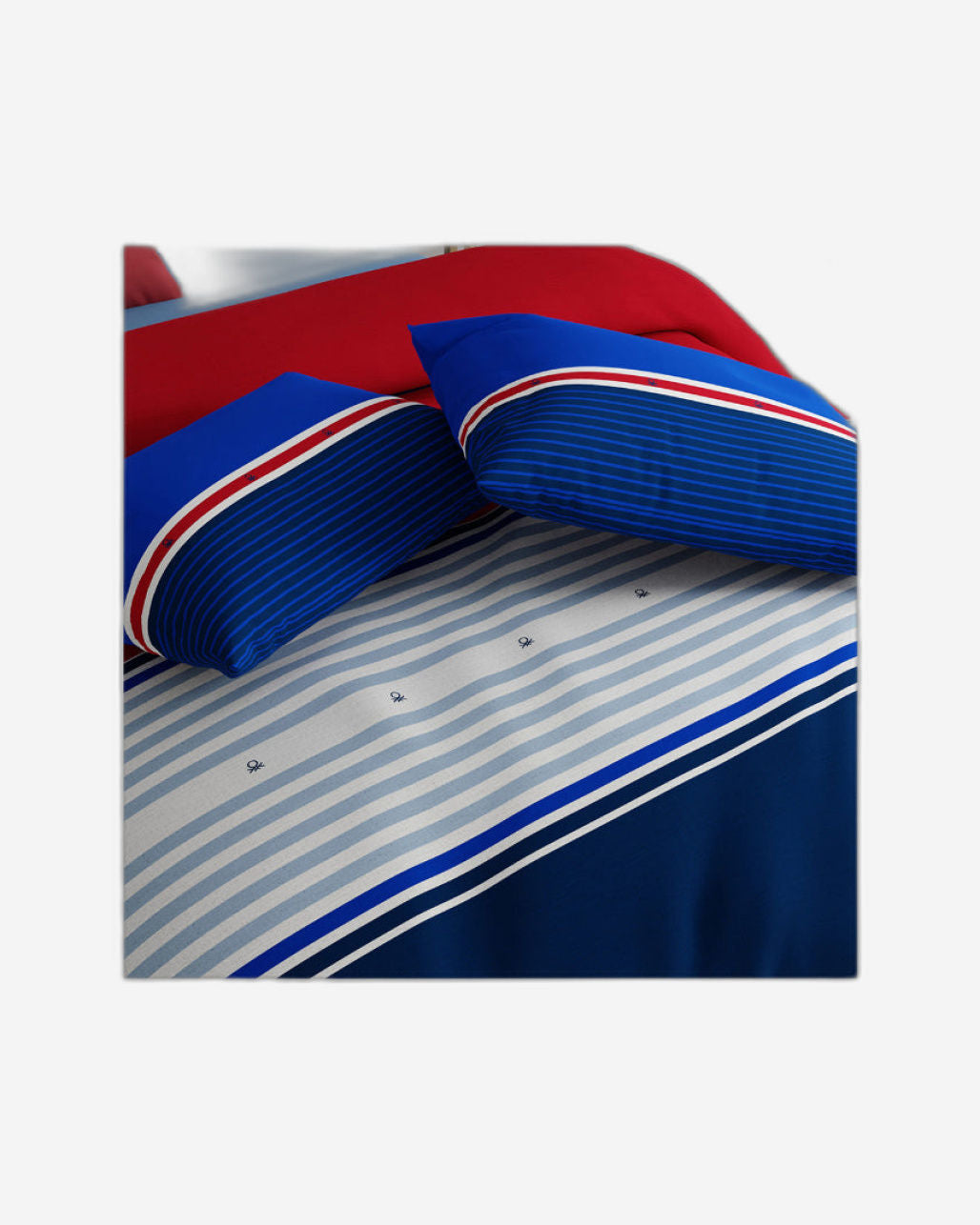 United Colors of Benetton Safari 144 TC King Bedsheet with 2 Pillow covers Blue Red