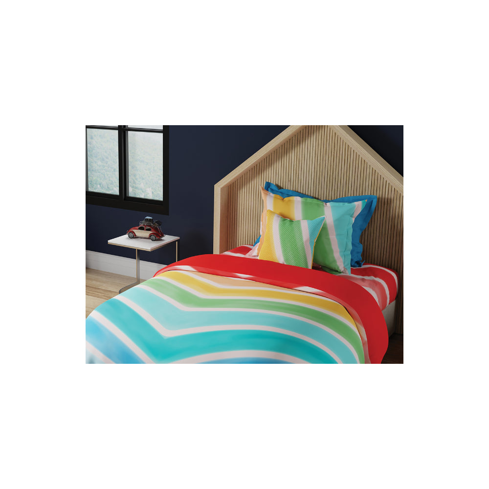 United Colors of Benetton Kids 210 TC Bedsheet with 1 Pillow cover Rainbow