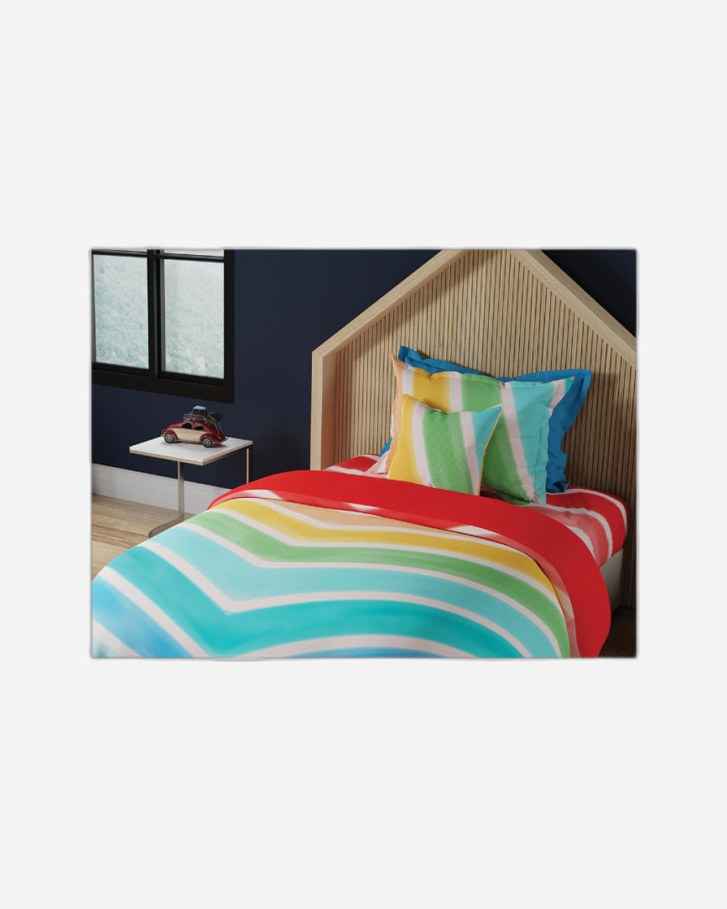United Colors of Benetton Kids 210 TC Bedsheet with 1 Pillow cover Rainbow