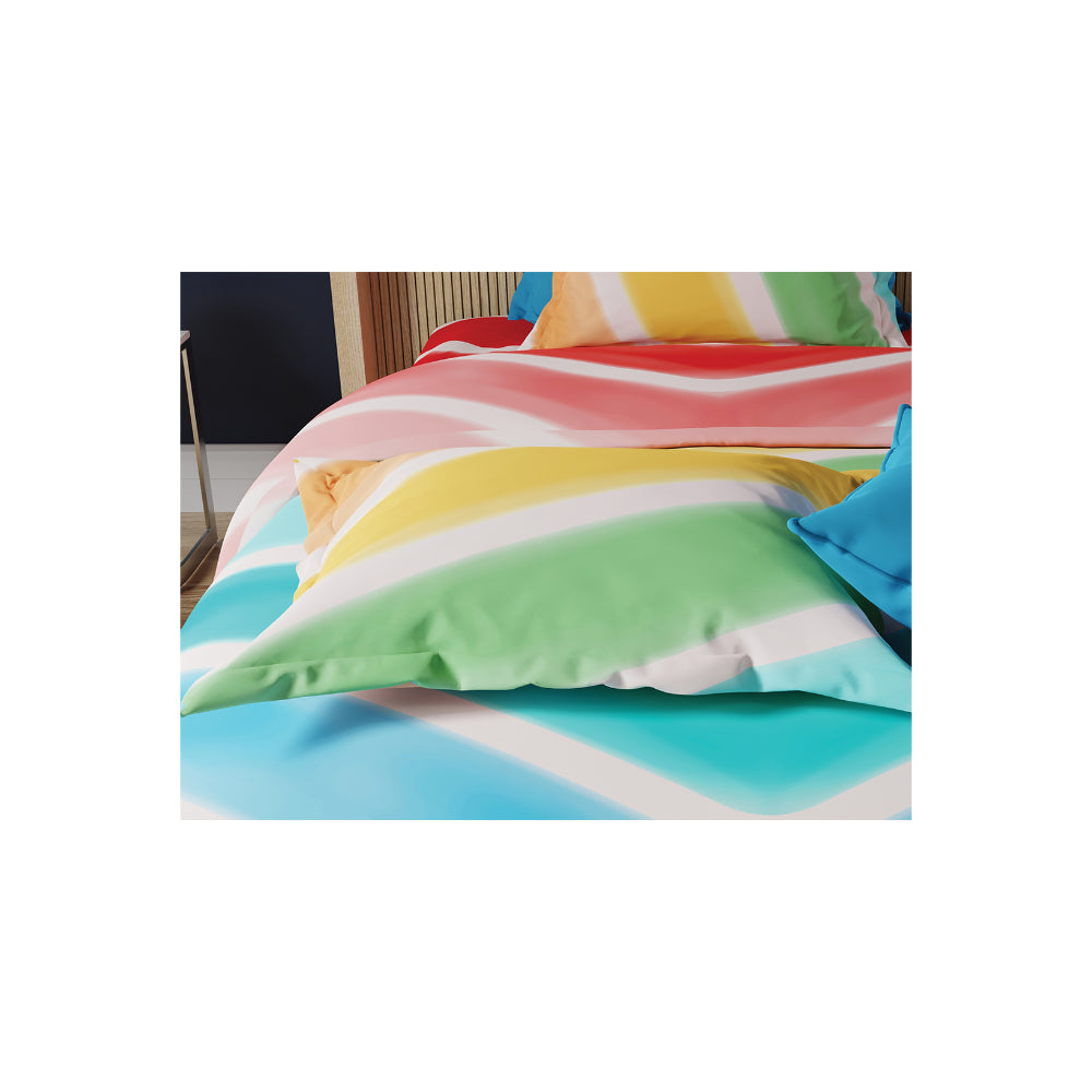 United Colors of Benetton Kids 210 TC Bedsheet with 1 Pillow cover Rainbow