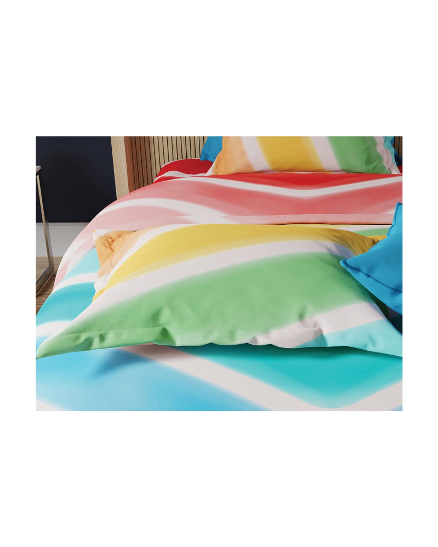 United Colors of Benetton Kids 210 TC Bedsheet with 1 Pillow cover Rainbow