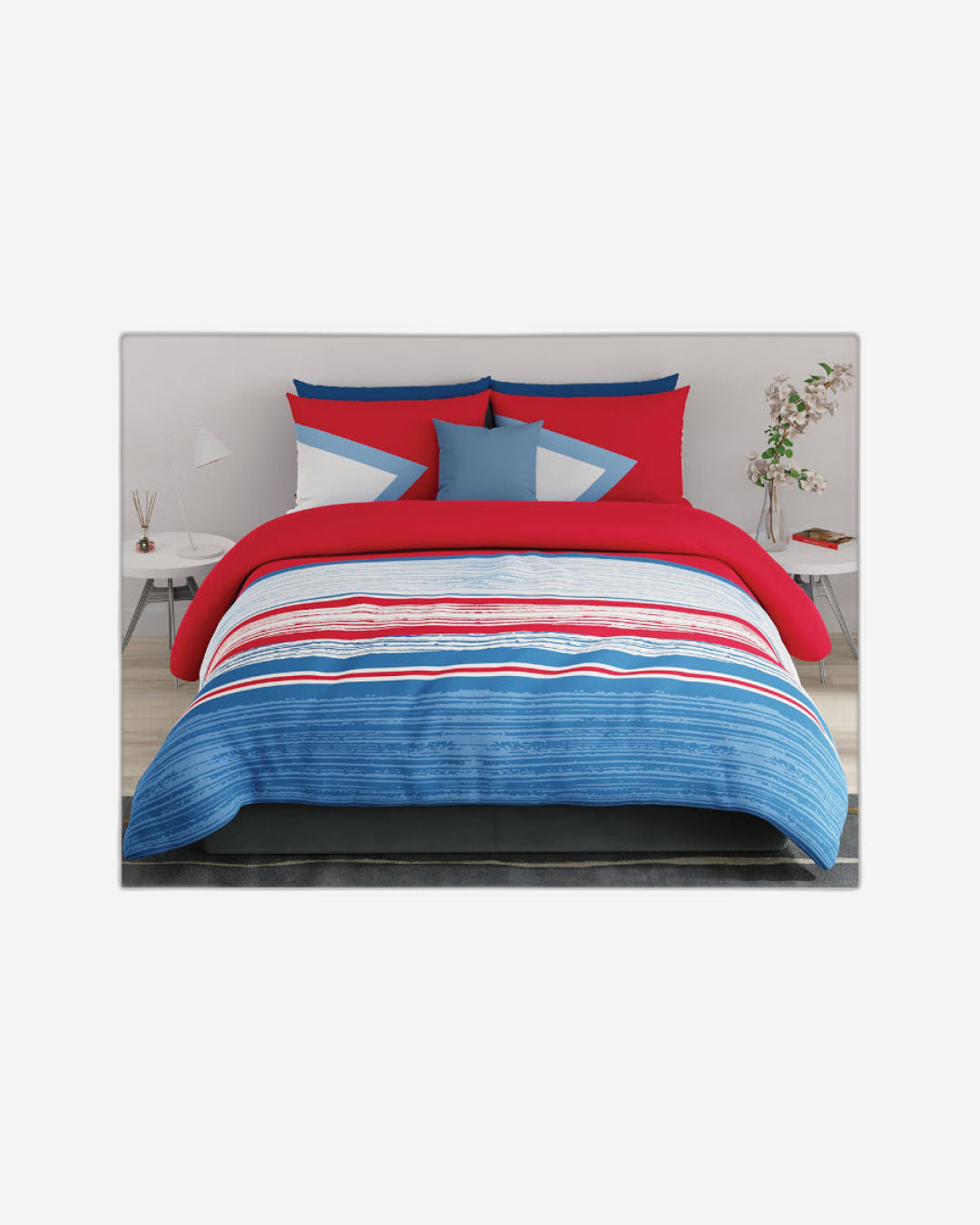 United Colors of Benetton Rainbow 210 TC Super King Bedsheet with 2 Pillow covers Red