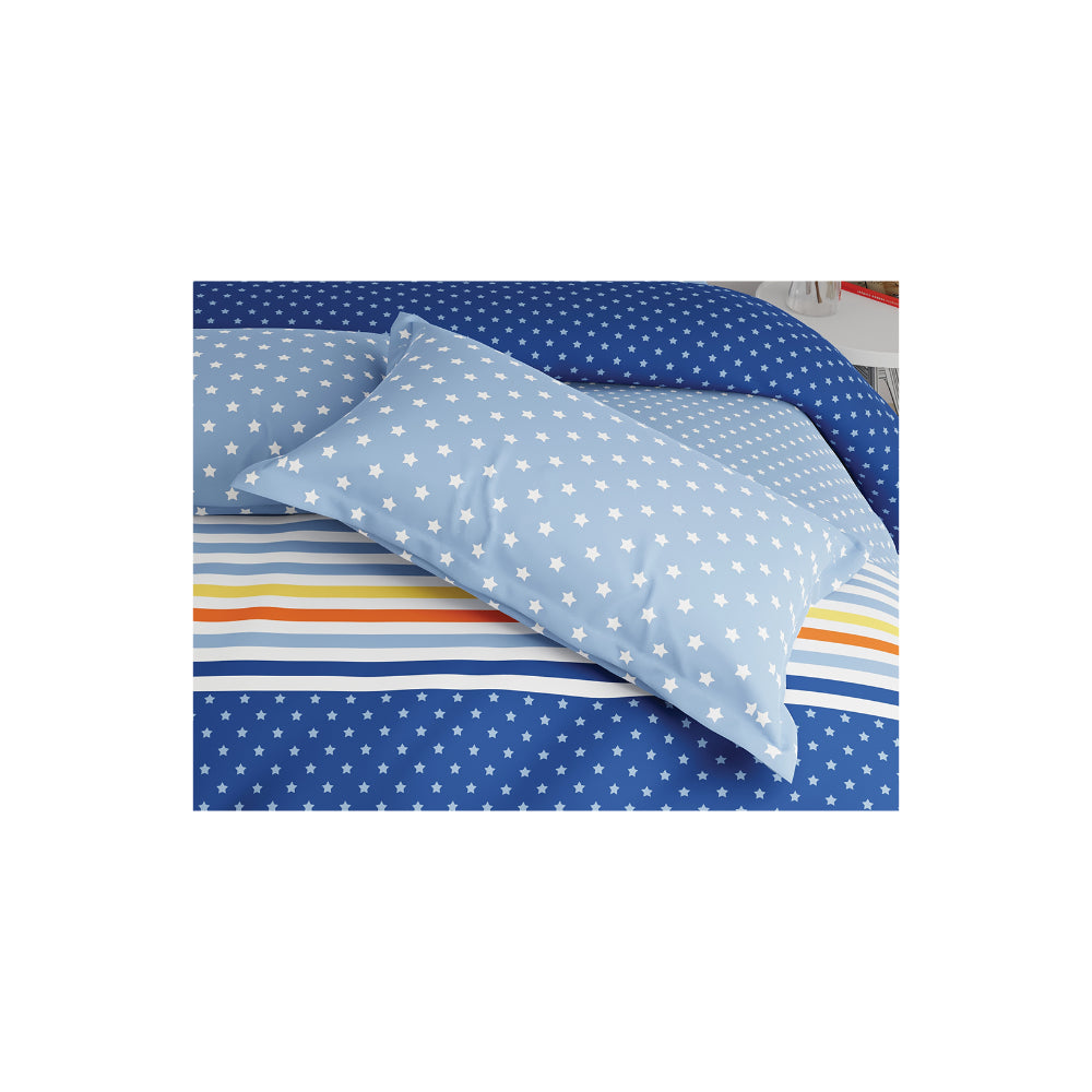 United Colors of Benetton Rainbow 210 TC Super King Bedsheet with 2 Pillow covers Blue