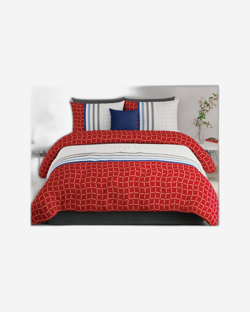 United Colors of Benetton Rainbow 210 TC Super King Bedsheet with 2 Pillow covers Maroon