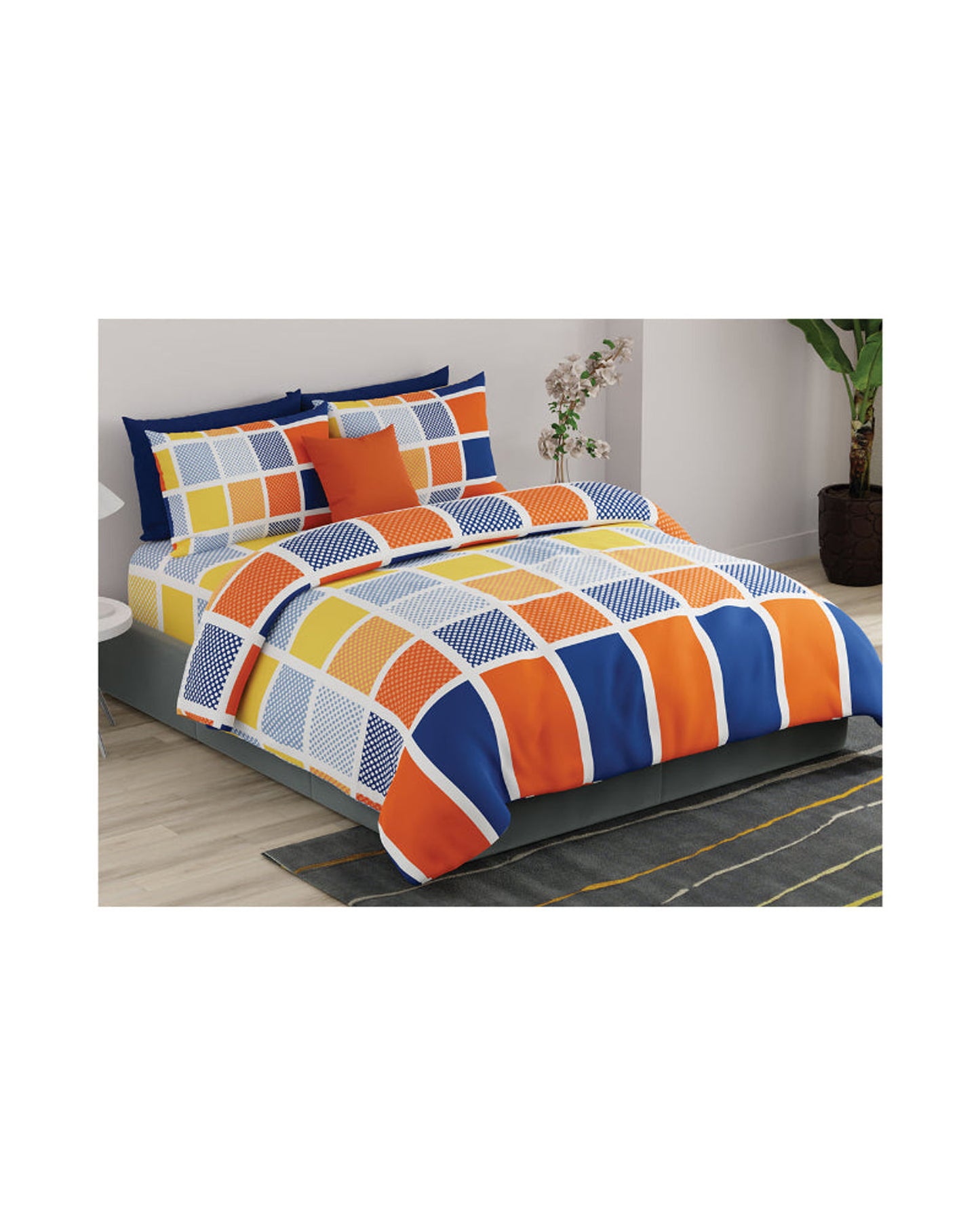 United Colors of Benetton Rainbow 210 TC Super King Bedsheet with 2 Pillow covers Rainbow