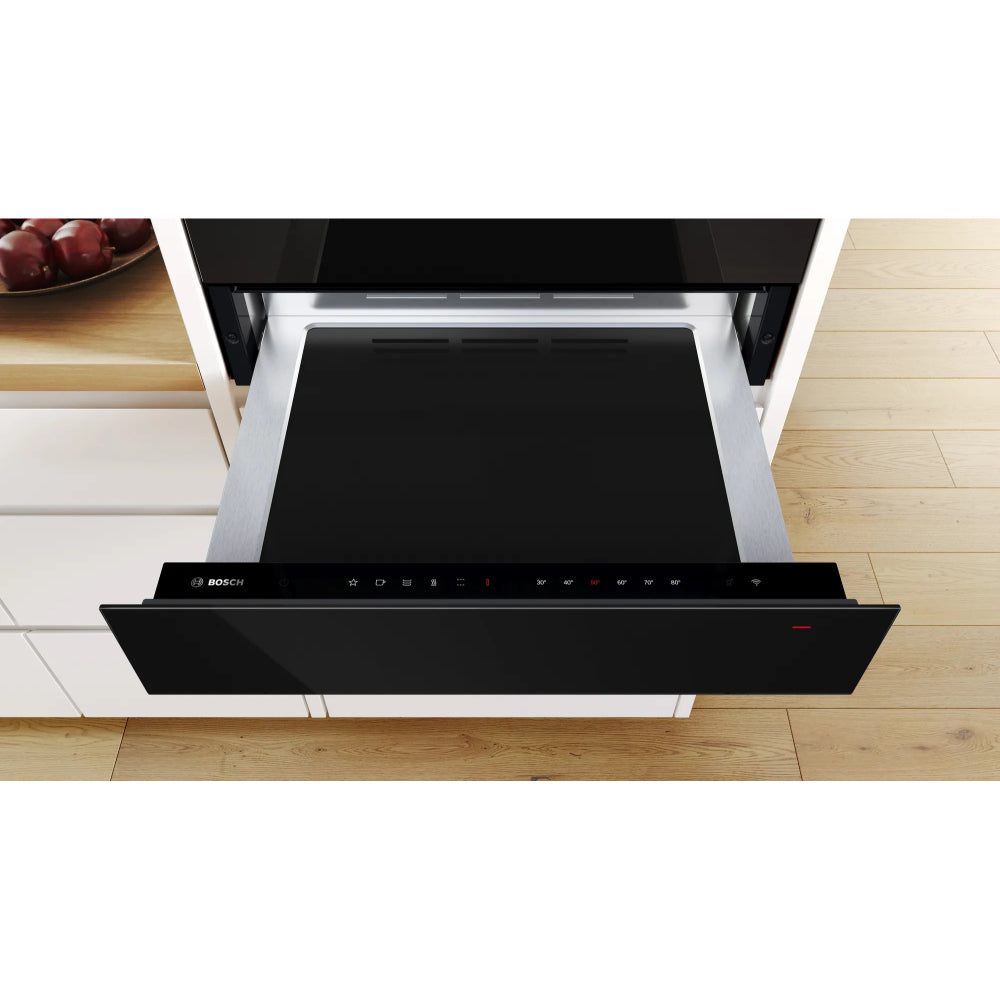 Bosch Series 8 Built-in warming drawer 60x14 cm, Touch Control illuminated, Black, BIC7101B1B