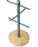 Cuisine ArtEarl Coffee Tea Cups Mugs Holder with Wooden Base with Metal Hanging Loop, Countertop Mug Tree, 6 Hook Coffee Cup Dryer Stand Rack Kitchen Household Bar Accessories Dash Green D16Xh33Cm