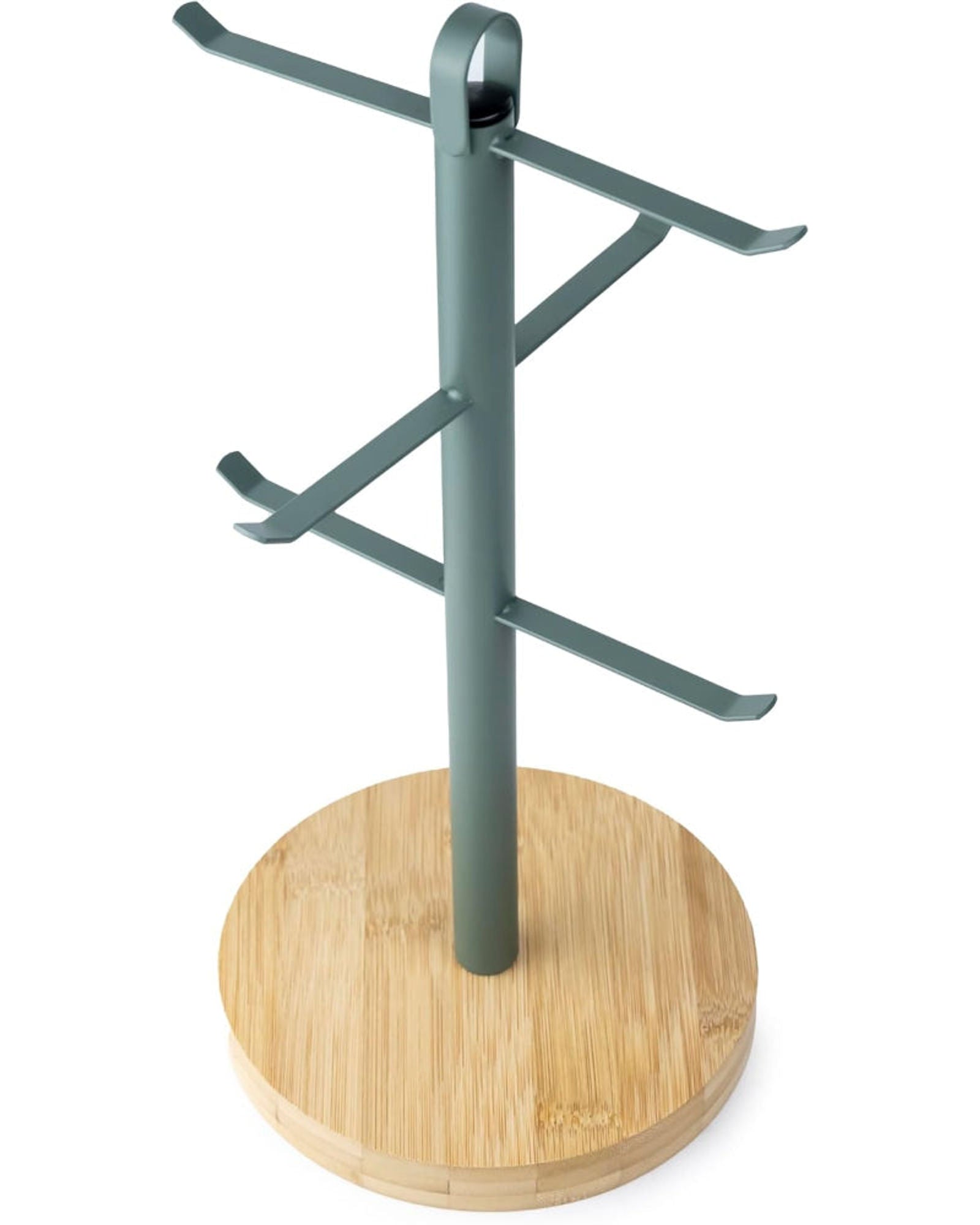 Cuisine ArtEarl Coffee Tea Cups Mugs Holder with Wooden Base with Metal Hanging Loop, Countertop Mug Tree, 6 Hook Coffee Cup Dryer Stand Rack Kitchen Household Bar Accessories Dash Green D16Xh33Cm