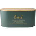 Cuisine Art EARL Bread Box with Bamboo Lid Premium Bread Storage Container - Classic Bread Bin - Elegant Bread Organizer - Airtight Bread Preservation - Large Bread Tin - 34x18x15cm Dash Green