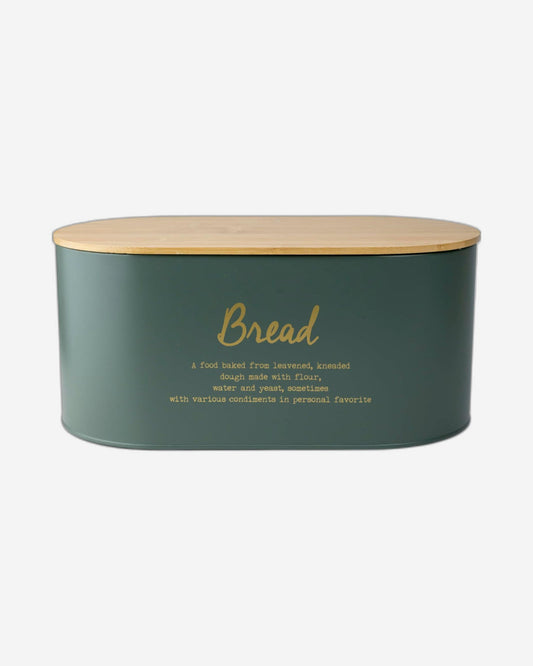 Cuisine Art EARL Bread Box with Bamboo Lid Premium Bread Storage Container - Classic Bread Bin - Elegant Bread Organizer - Airtight Bread Preservation - Large Bread Tin - 34x18x15cm Dash Green