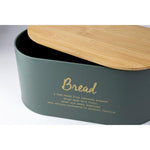 Cuisine Art EARL Bread Box with Bamboo Lid Premium Bread Storage Container - Classic Bread Bin - Elegant Bread Organizer - Airtight Bread Preservation - Large Bread Tin - 34x18x15cm Dash Green