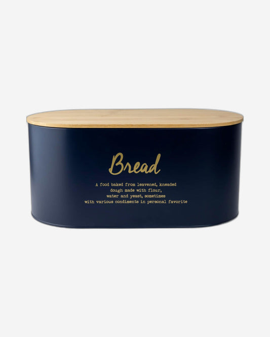 Cuisine Art DIVA Bread Box with Bamboo Lid Premium Bread Storage Container - Classic Bread Bin - Elegant Bread Organizer - Airtight Bread Preservation - Large Bread Tin - 34x18x15cm Navy Blue
