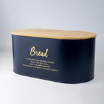 Cuisine Art DIVA Bread Box with Bamboo Lid Premium Bread Storage Container - Classic Bread Bin - Elegant Bread Organizer - Airtight Bread Preservation - Large Bread Tin - 34x18x15cm Navy Blue