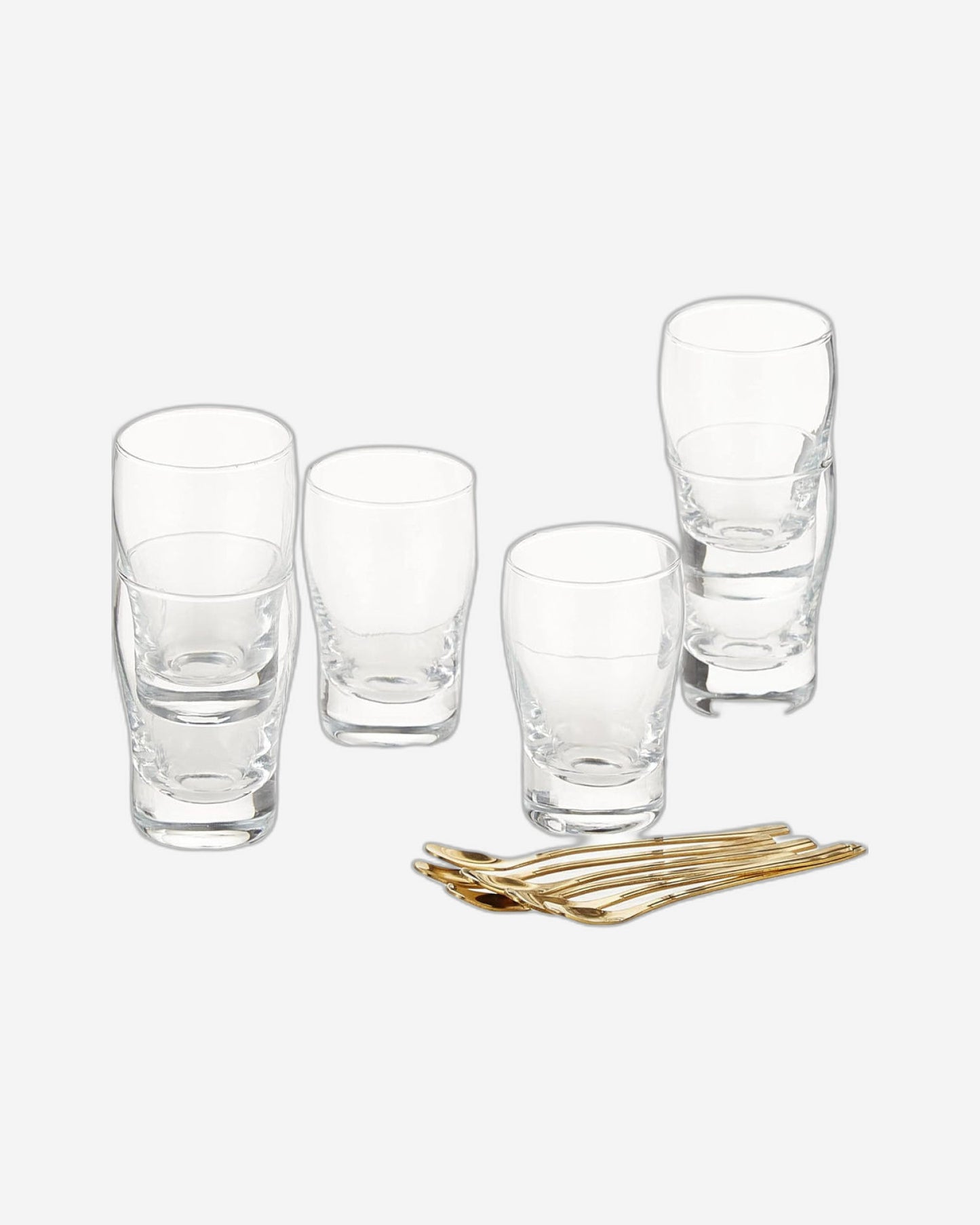 Cuisine Art Tower 6pcs Glass Dessert Set with Gold Stand 80ml 6 Glasses and 6 Stainless steel Gold Spoons