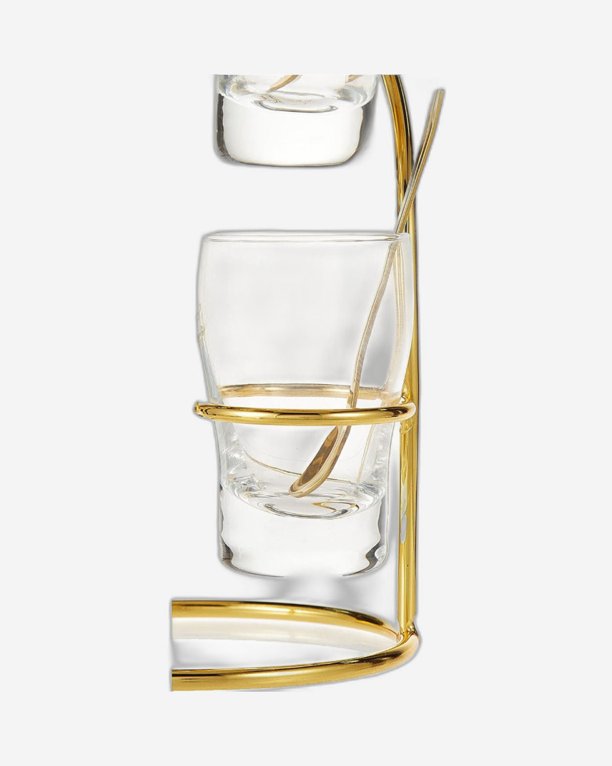 Cuisine Art Tower 6pcs Glass Dessert Set with Gold Stand 80ml 6 Glasses and 6 Stainless steel Gold Spoons