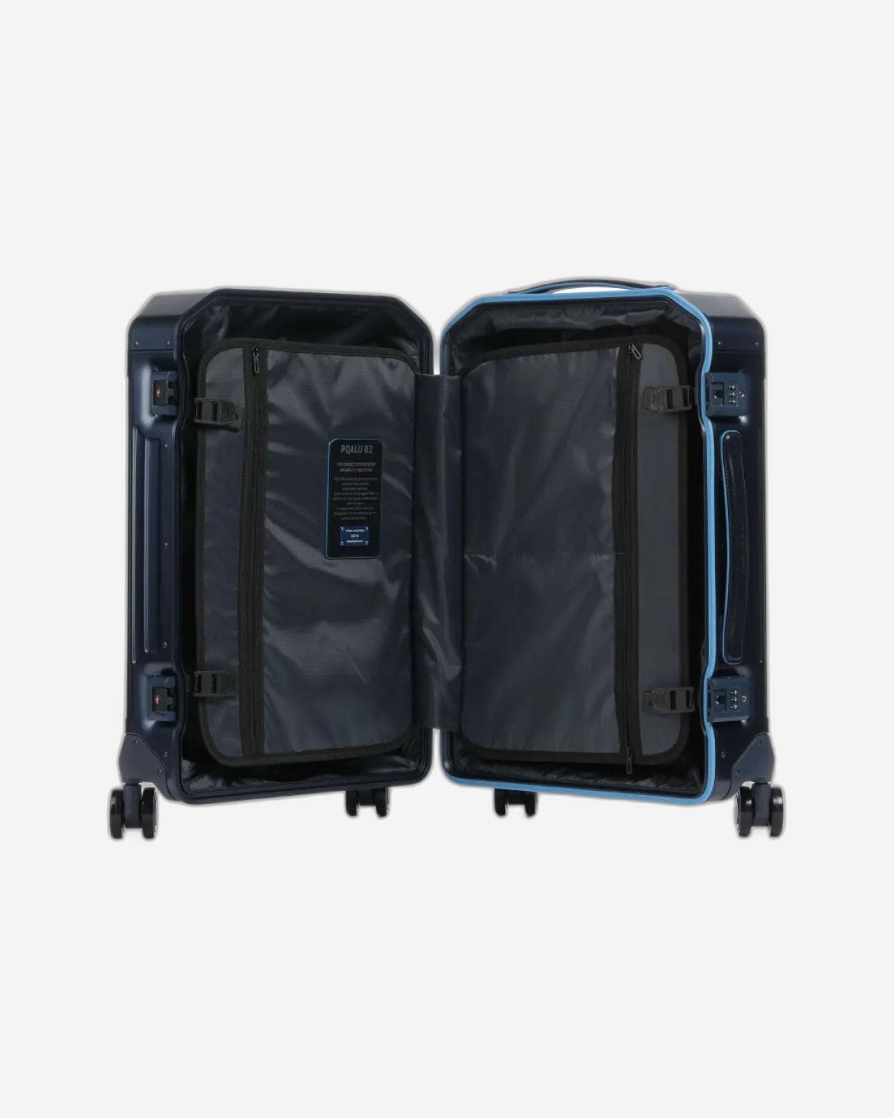 Piquadro Piqalu BS2 4 Double Wheel In Alumium And Leather