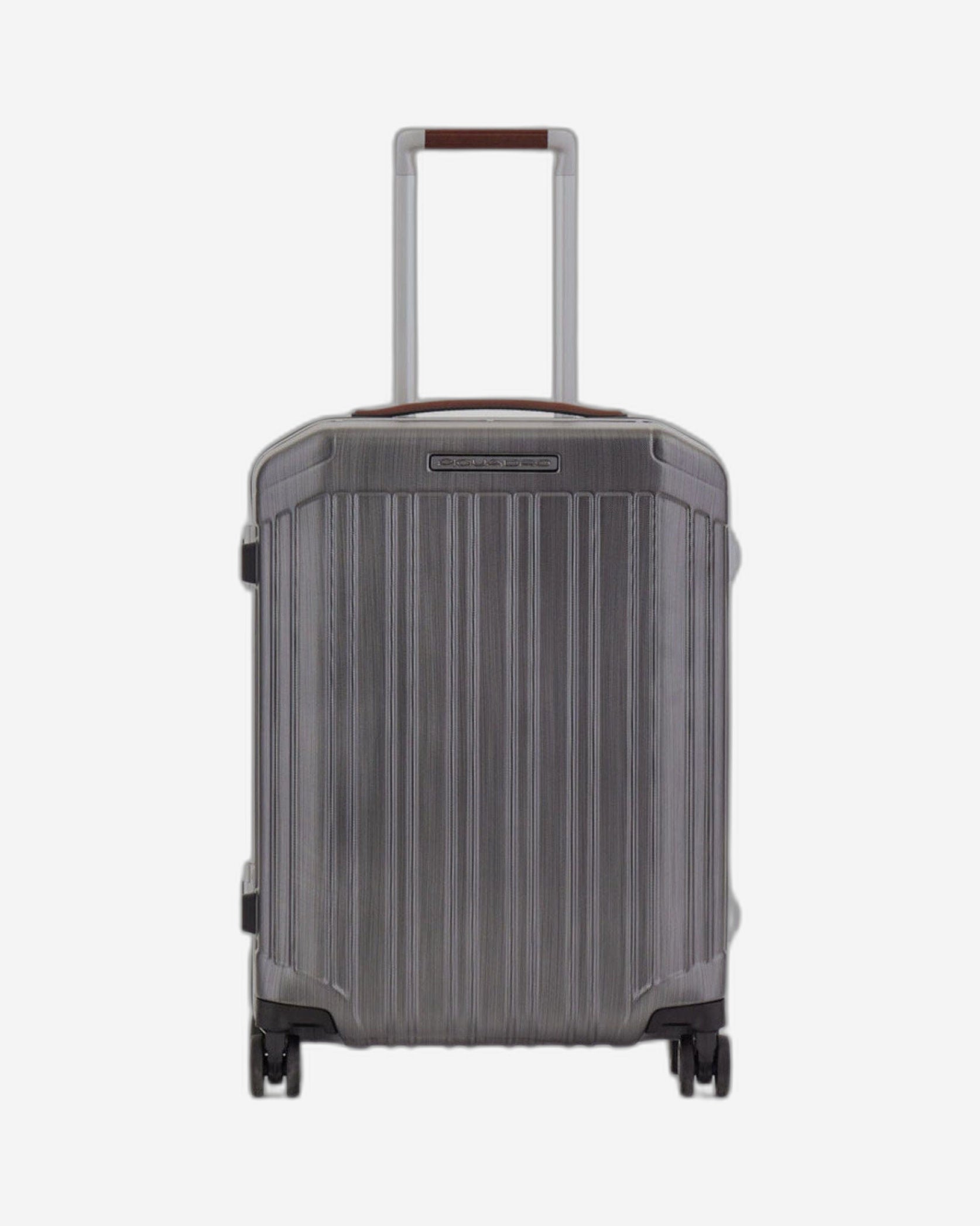 Piquadro Pqlm-Frame 55Cm Ultra Slim Hardcase Cabin Luggage Trolley Black / Light Brown - Bv4425Pqlm/Ncu