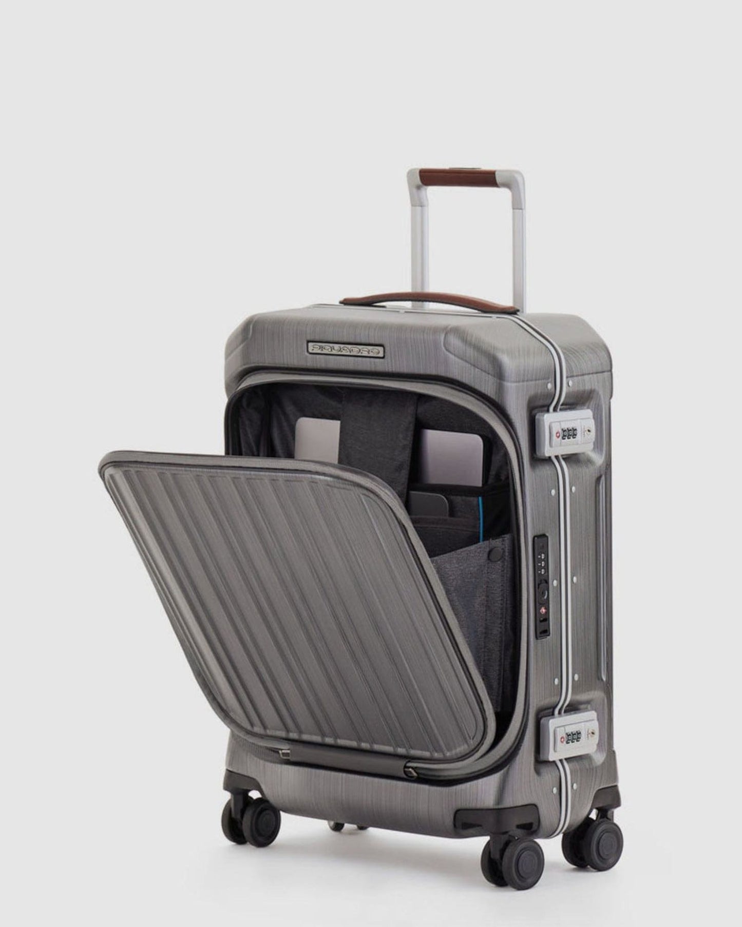 Piquadro Pqlm-Frame 55cm Fast-Check Cabin Luggage Black/Light Brown