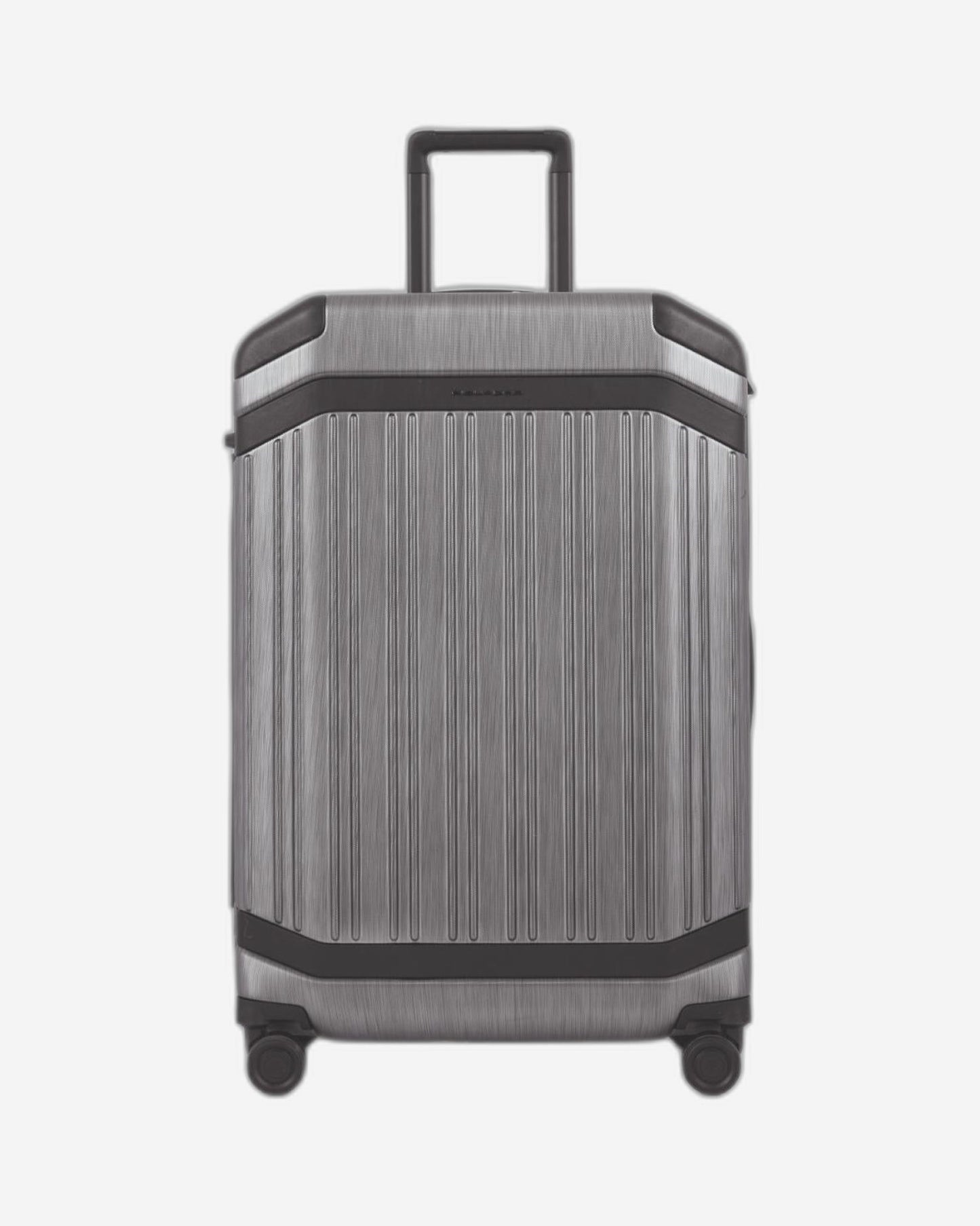 Piquadro Pqlp-Medium Size Spinner With Leather Trims Grey-Black