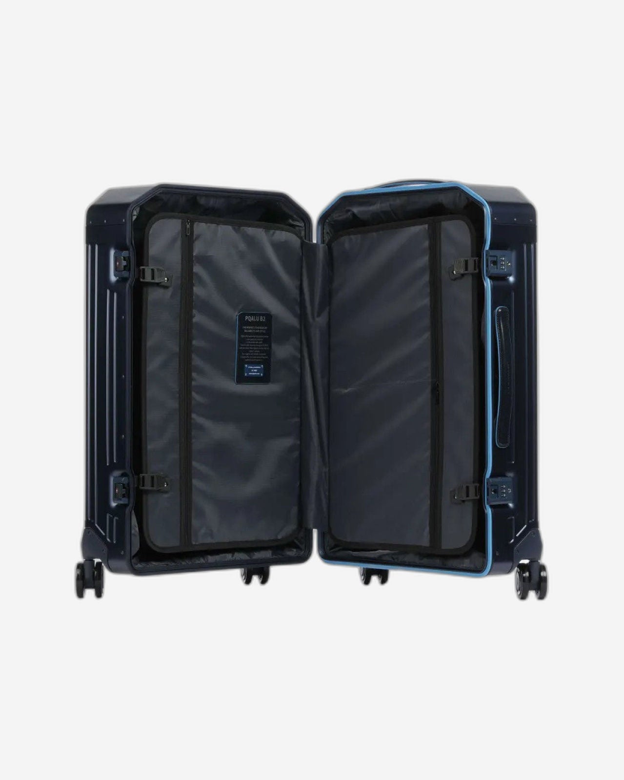 Piquadro Piqalu BS2 4 Double Wheel In Alumium And Leather