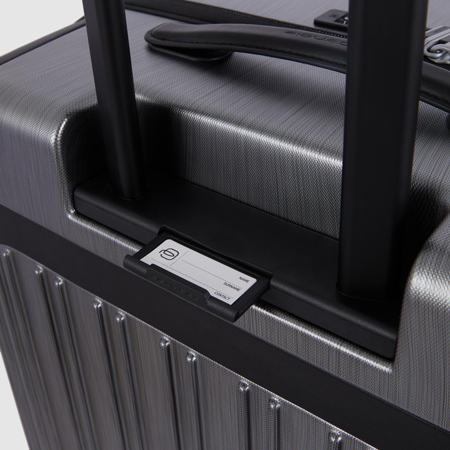 Piquadro Pqlp-Big Size Spinner With Leather Trims Grey-Black