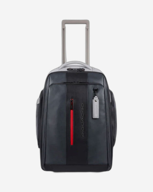 Piquadro Cabin Size Custom Pc And Ipad Trolley Grey Black BV4817UB00BM/GRN