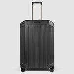 Piquadro Pq-Light Medium Size Expandable Trolley With 4 Wheels In Polycarbonate Matt Black