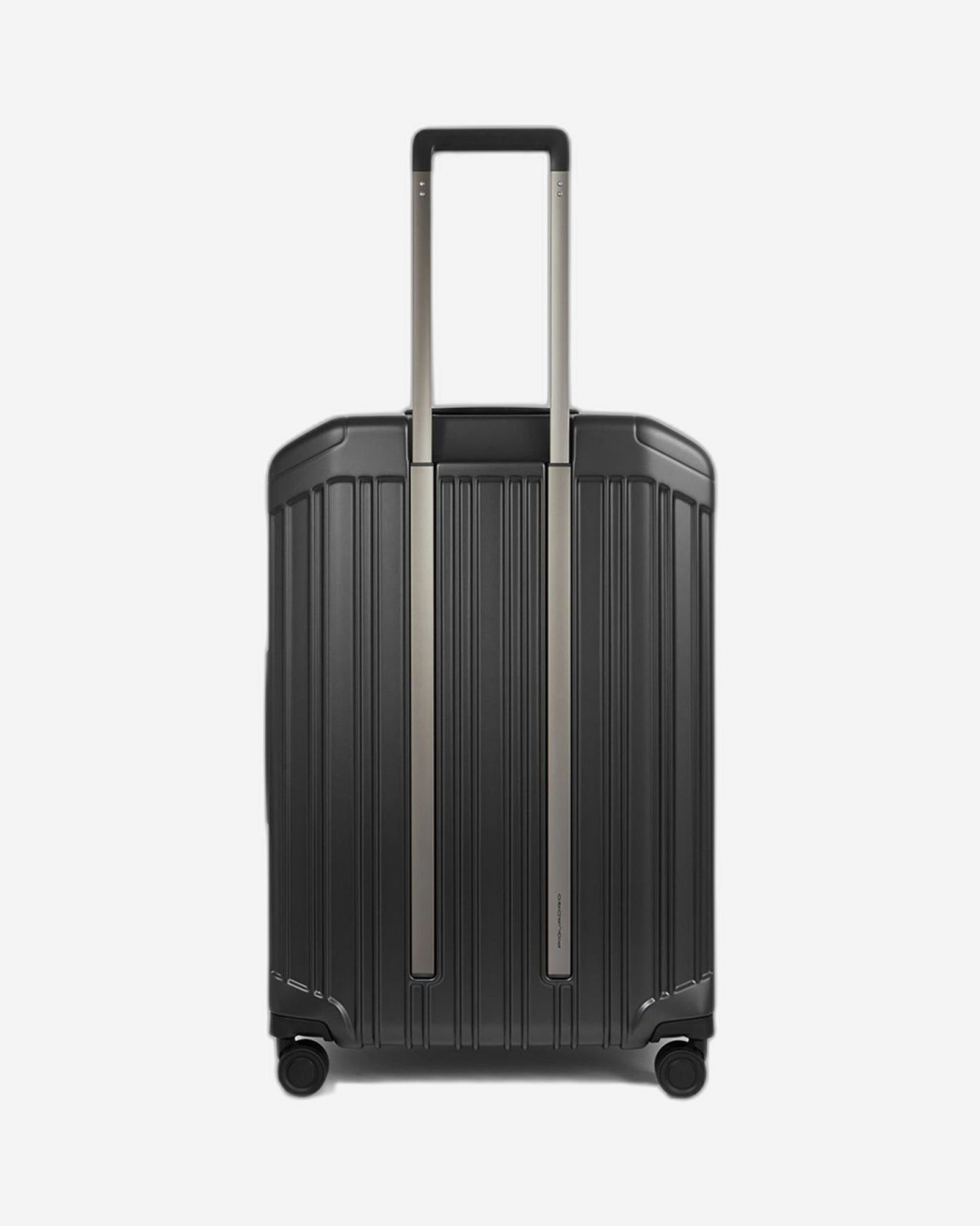 Piquadro Pq-Light Medium Size Expandable Trolley With 4 Wheels In Polycarbonate Matt Black