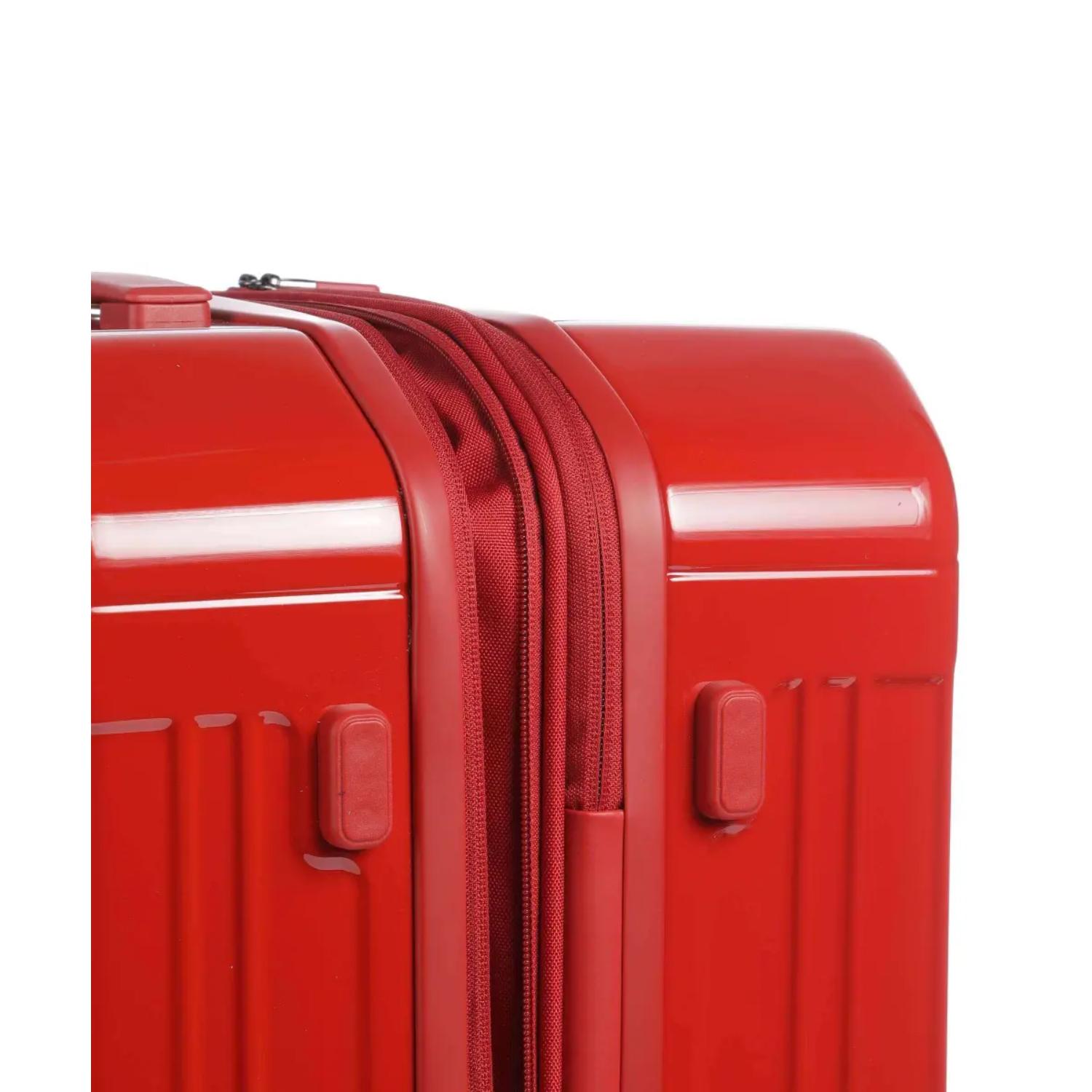 Piquadro Pq-Light Medium Size Expandable Trolley With 4 Wheels In Polycarbonate Red