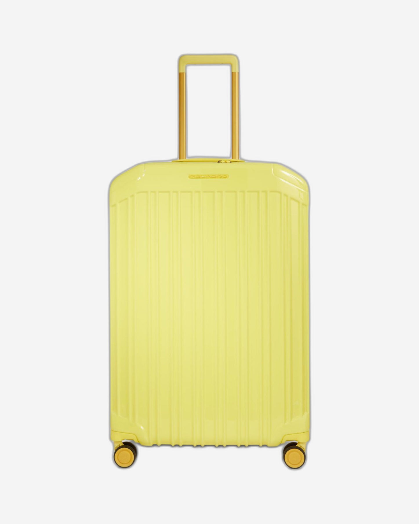 Piquadro Pq-Light Medium Size Expandable Trolley With 4 Wheels In Polycarbonate Yellow
