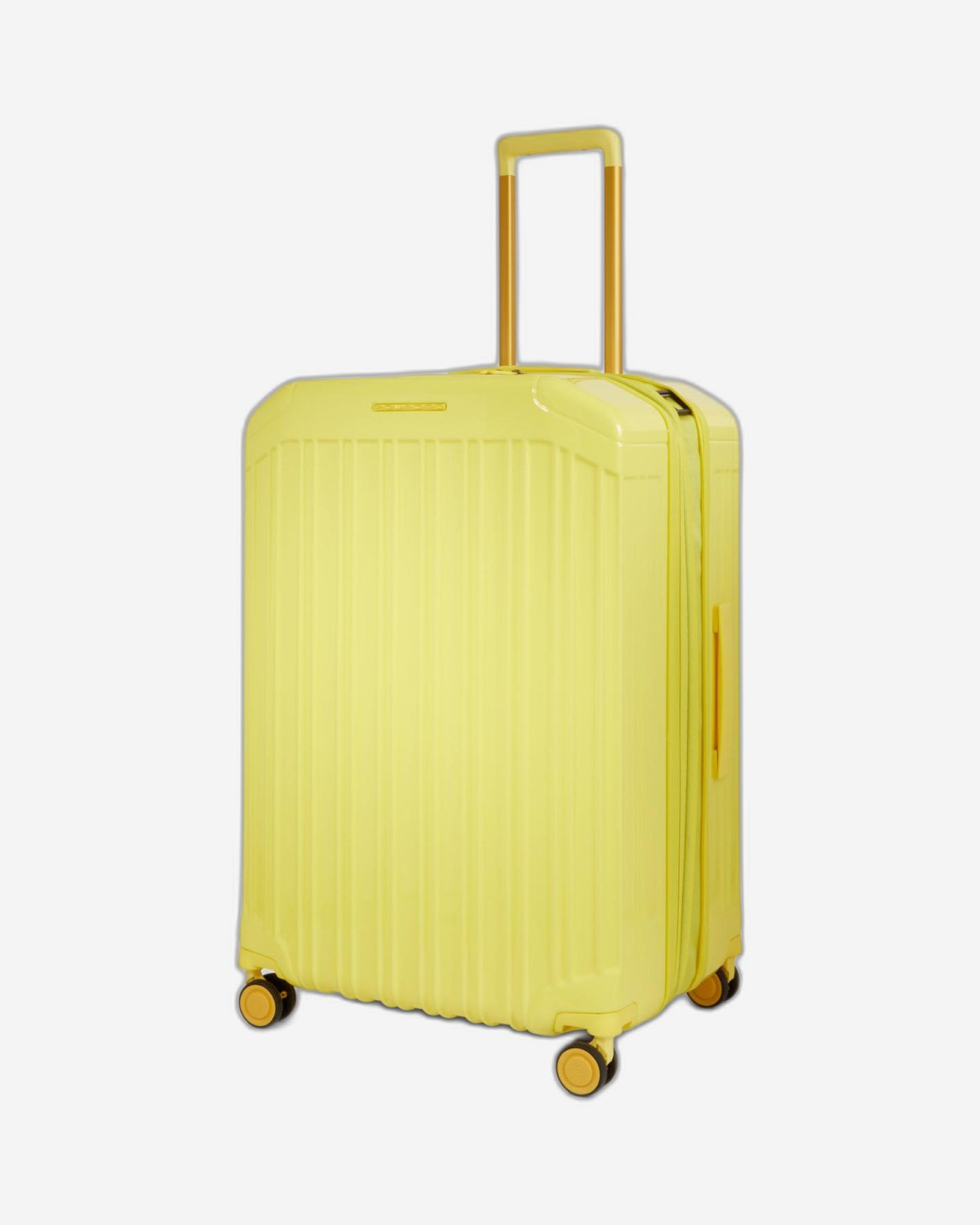 Piquadro Pq-Light Medium Size Expandable Trolley With 4 Wheels In Polycarbonate Yellow