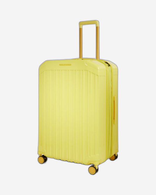 Piquadro Pq-Light Medium Size Expandable Trolley With 4 Wheels In Polycarbonate Yellow