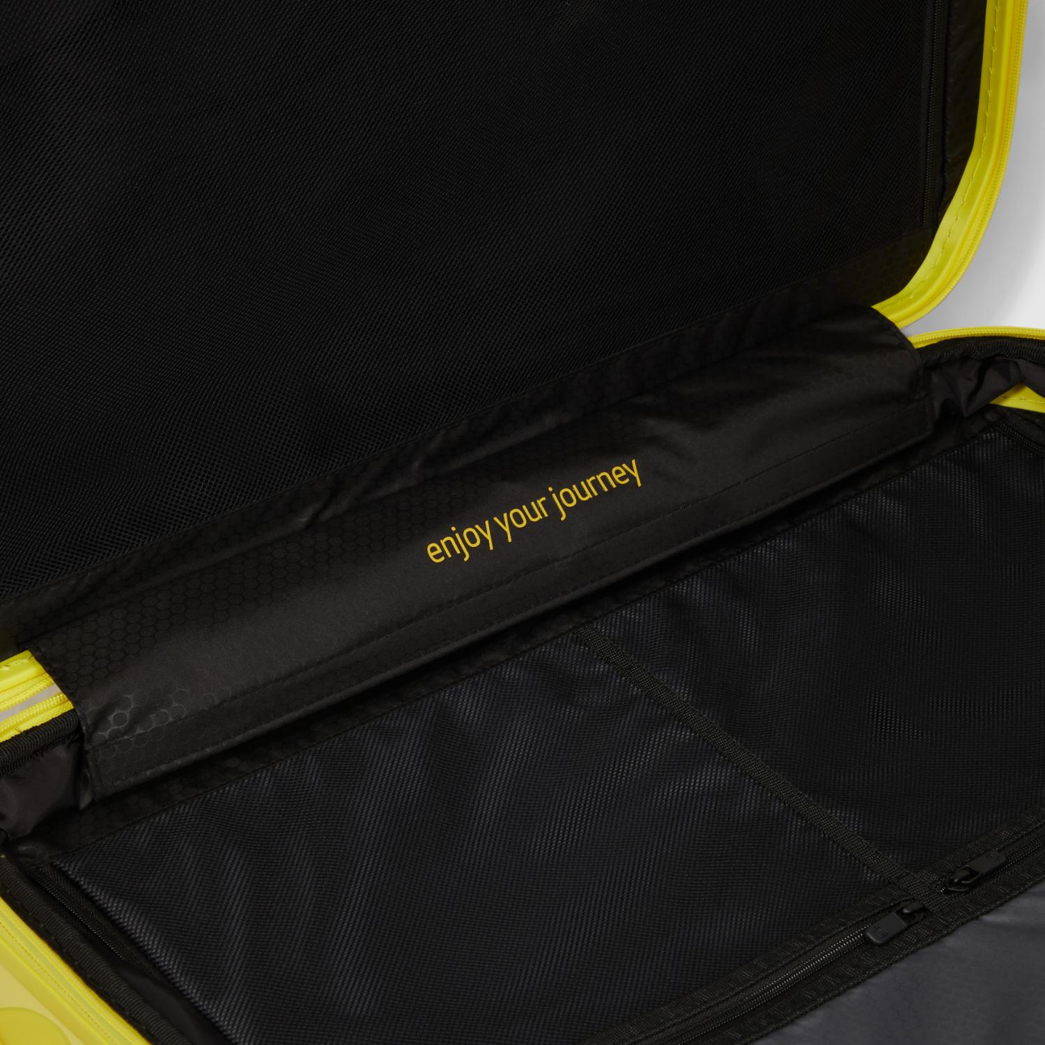 Piquadro Pq-Light Medium Size Expandable Trolley With 4 Wheels In Polycarbonate Yellow