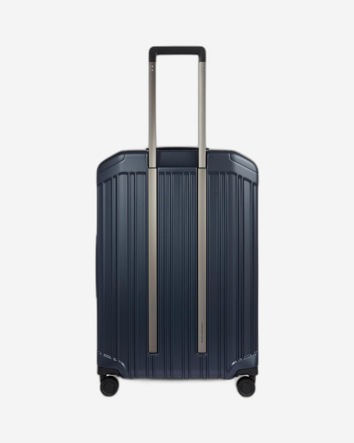 Piquadro Pq-Light Medium Size Expandable Trolley With 4 Wheels In Polycarbonate Matt Blue