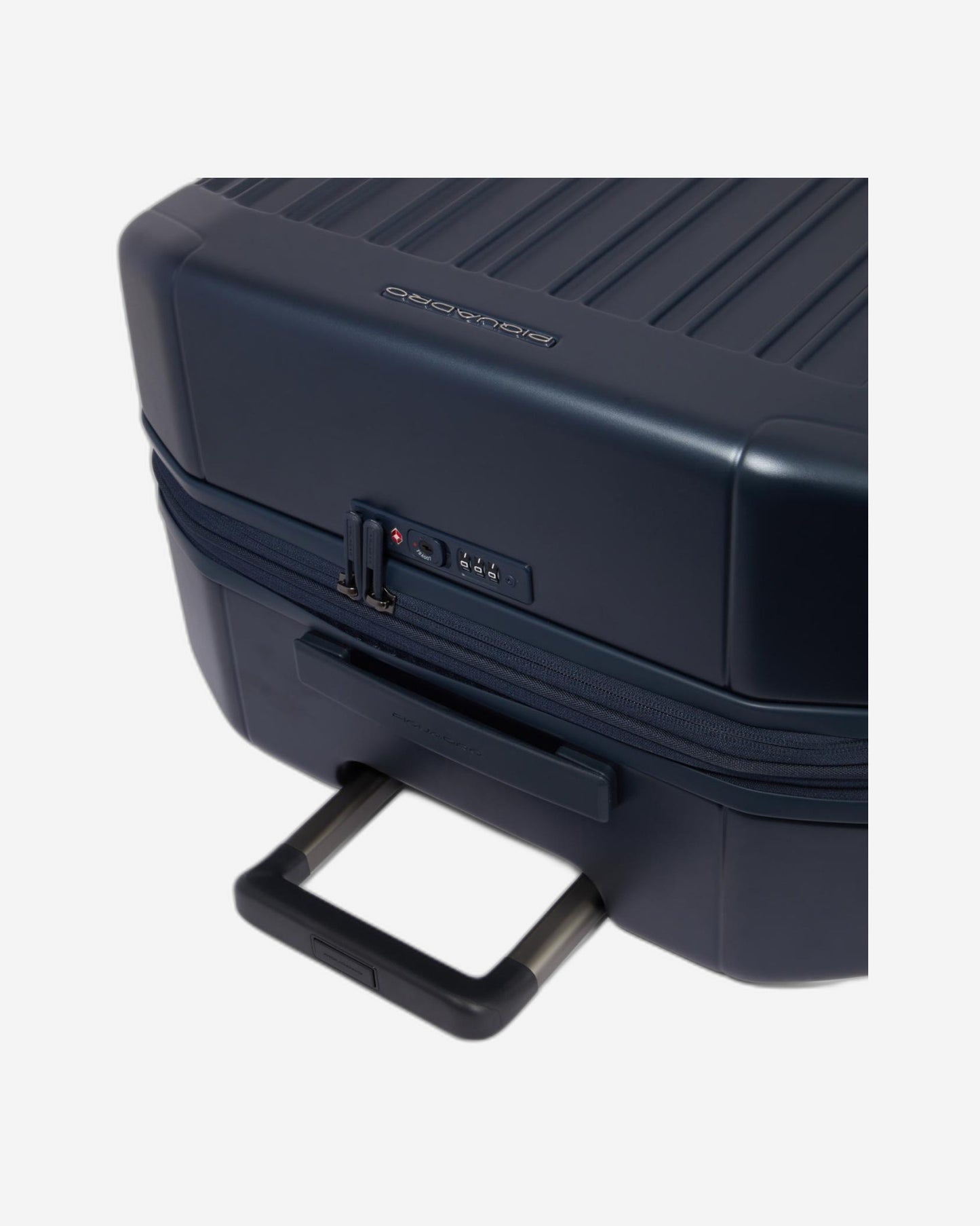 Piquadro Pq-Light Medium Size Expandable Trolley With 4 Wheels In Polycarbonate Matt Blue