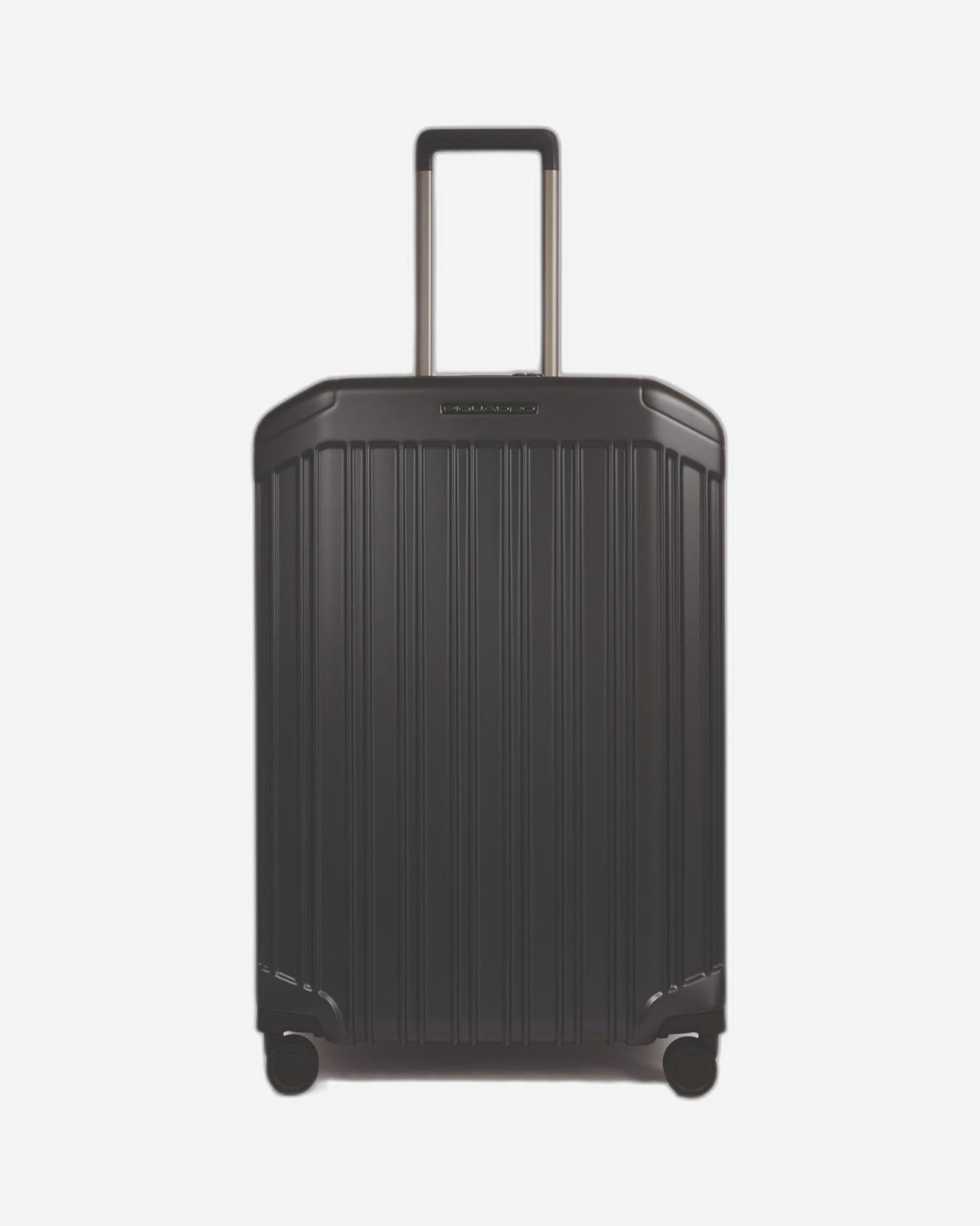 Piquadro Pq-Light Medium Size Expandable Trolley With 4 Wheels In Polycarbonate Matt Black