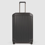 Piquadro Pq-Light Medium Size Expandable Trolley With 4 Wheels In Polycarbonate Matt Black