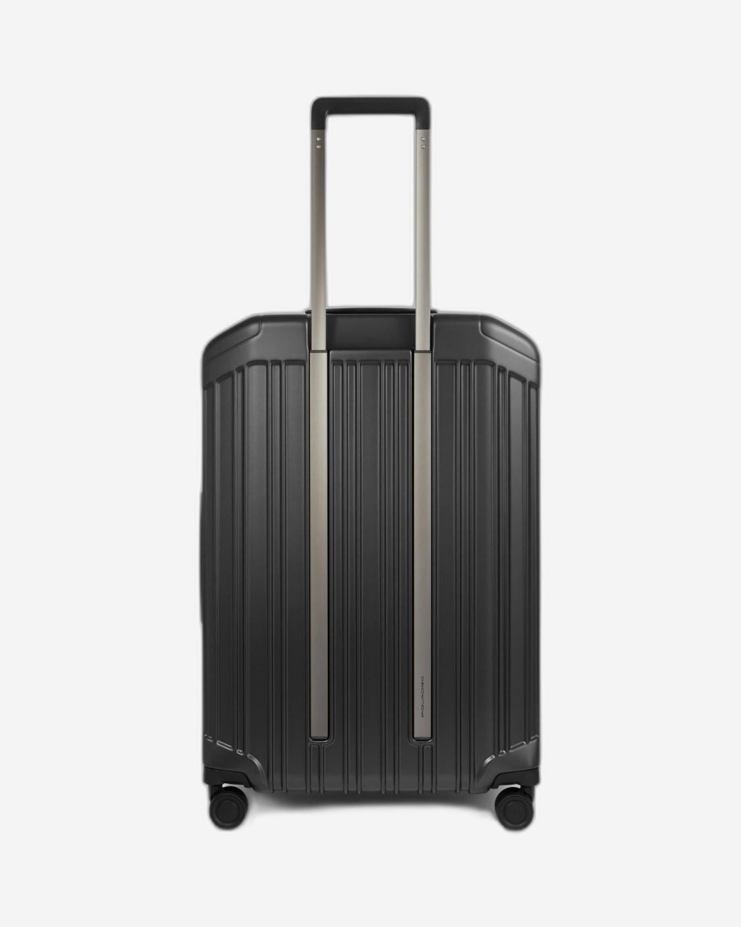 Piquadro Pq-Light Medium Size Expandable Trolley With 4 Wheels In Polycarbonate Matt Black